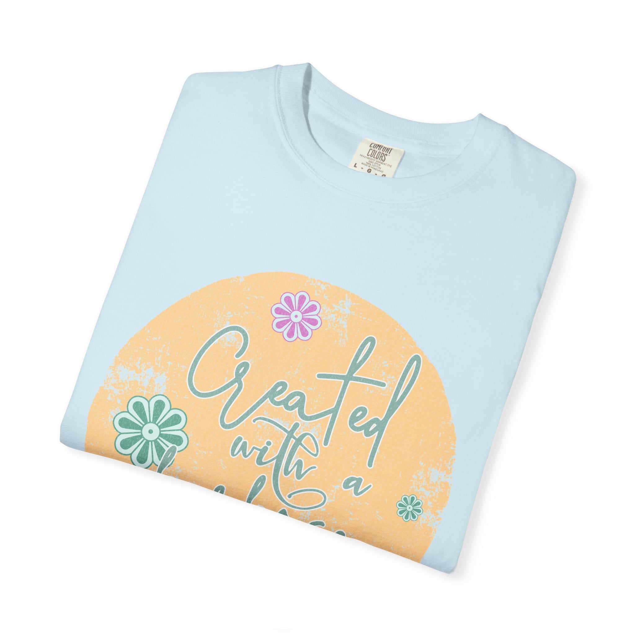 Created with a Purpose T-shirt |Textured Floral Handlettering Circle Design