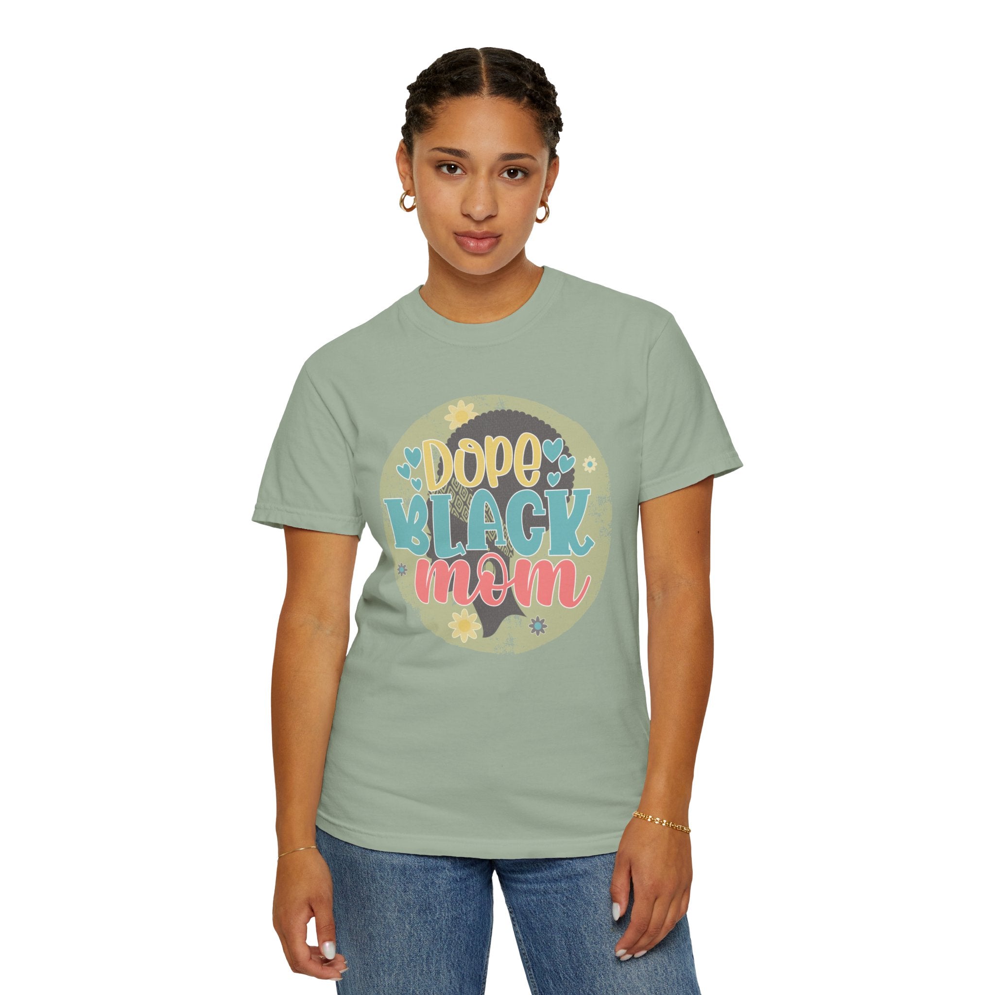 Dope Black Mom Textured T-Shirt — Floral Retro Graphic Tee for Moms