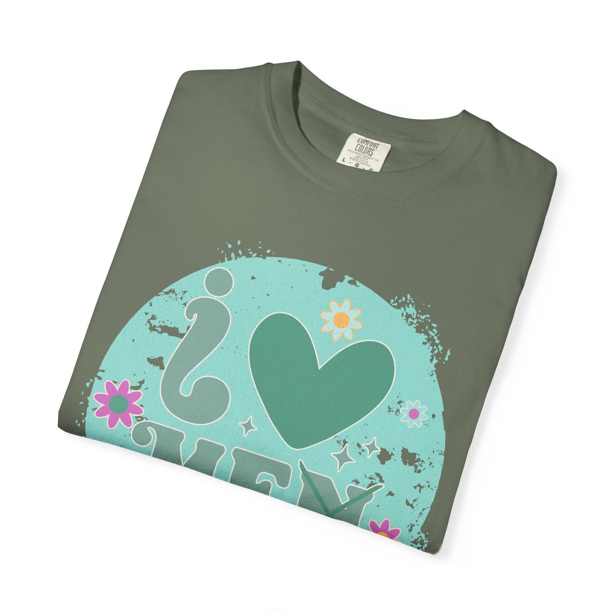 Funny Retro Self Love Textured Tee — Retro Floral Love Tee