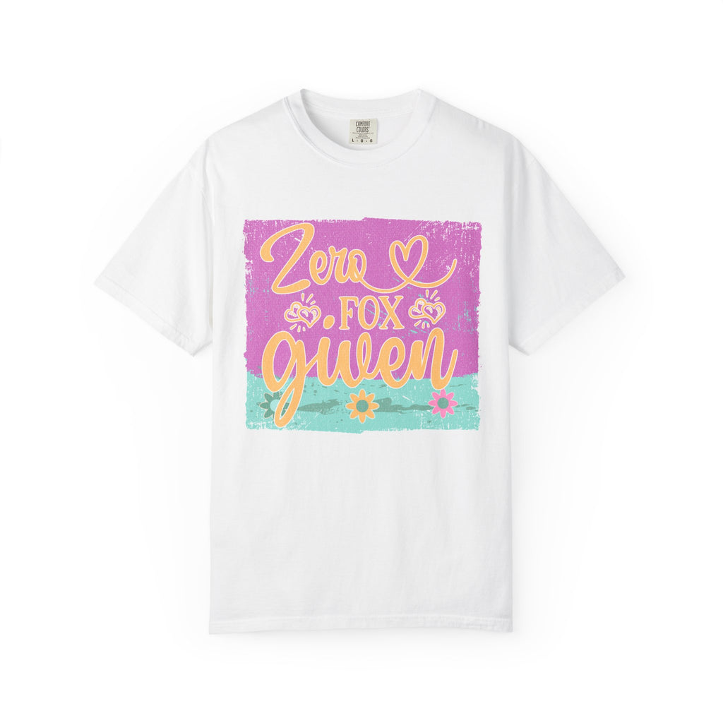 Textured T-Shirt — "Zero Fox Given" Retro Floral Graphic Tee