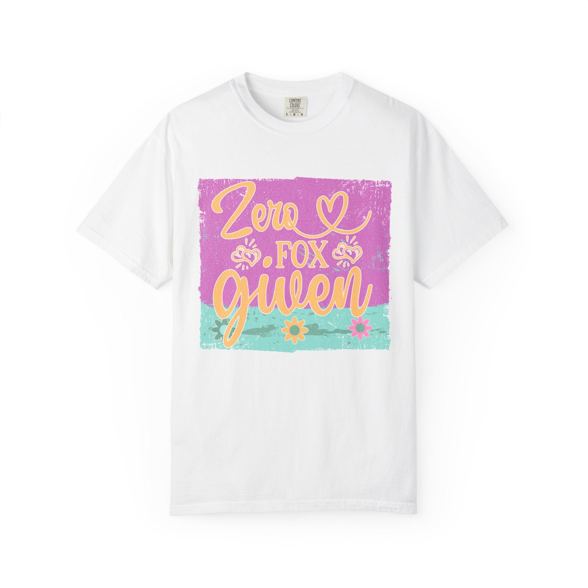 Textured T-Shirt — "Zero Fox Given" Retro Floral Graphic Tee