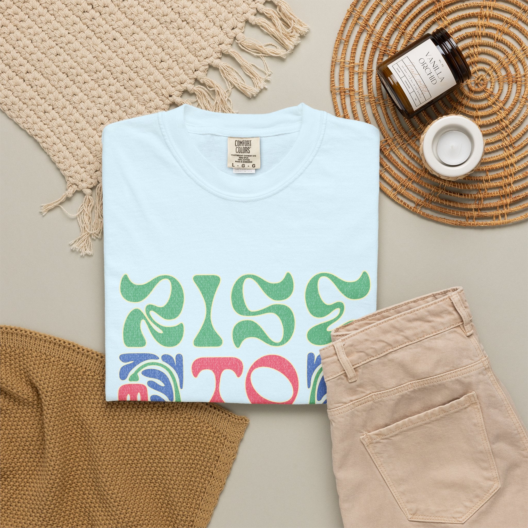 Groovy Textured T-Shirt — Rise to Shine Retro Graphic Tee
