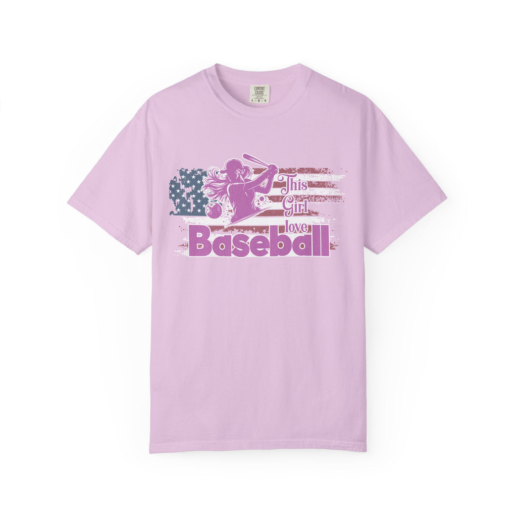 Texture This Girl Loves Baseball Shirt Vintage American Flag Pink Design
