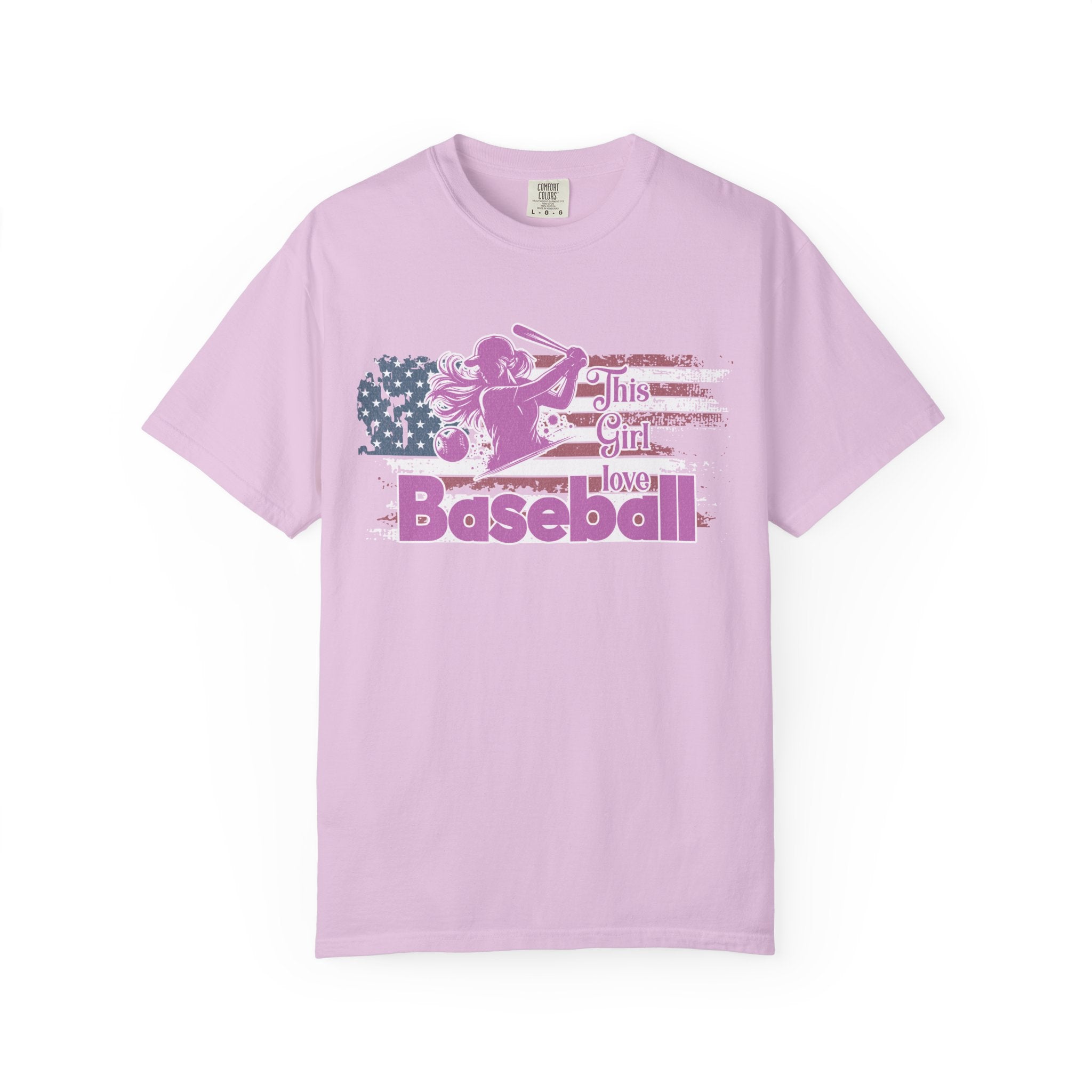 Texture This Girl Loves Baseball Shirt Vintage American Flag Pink Design