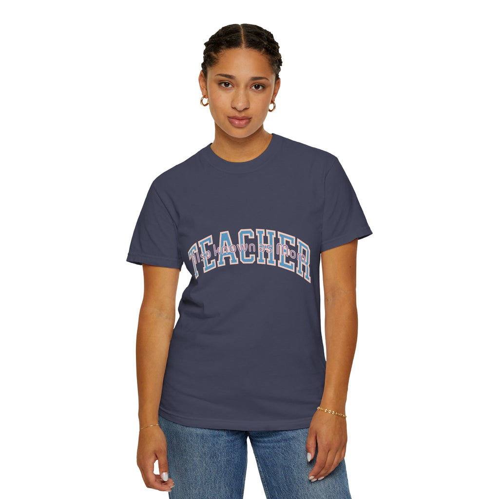 Teacher Also Known As Mom T‑Shirt — Textured Retro School Staff Gift