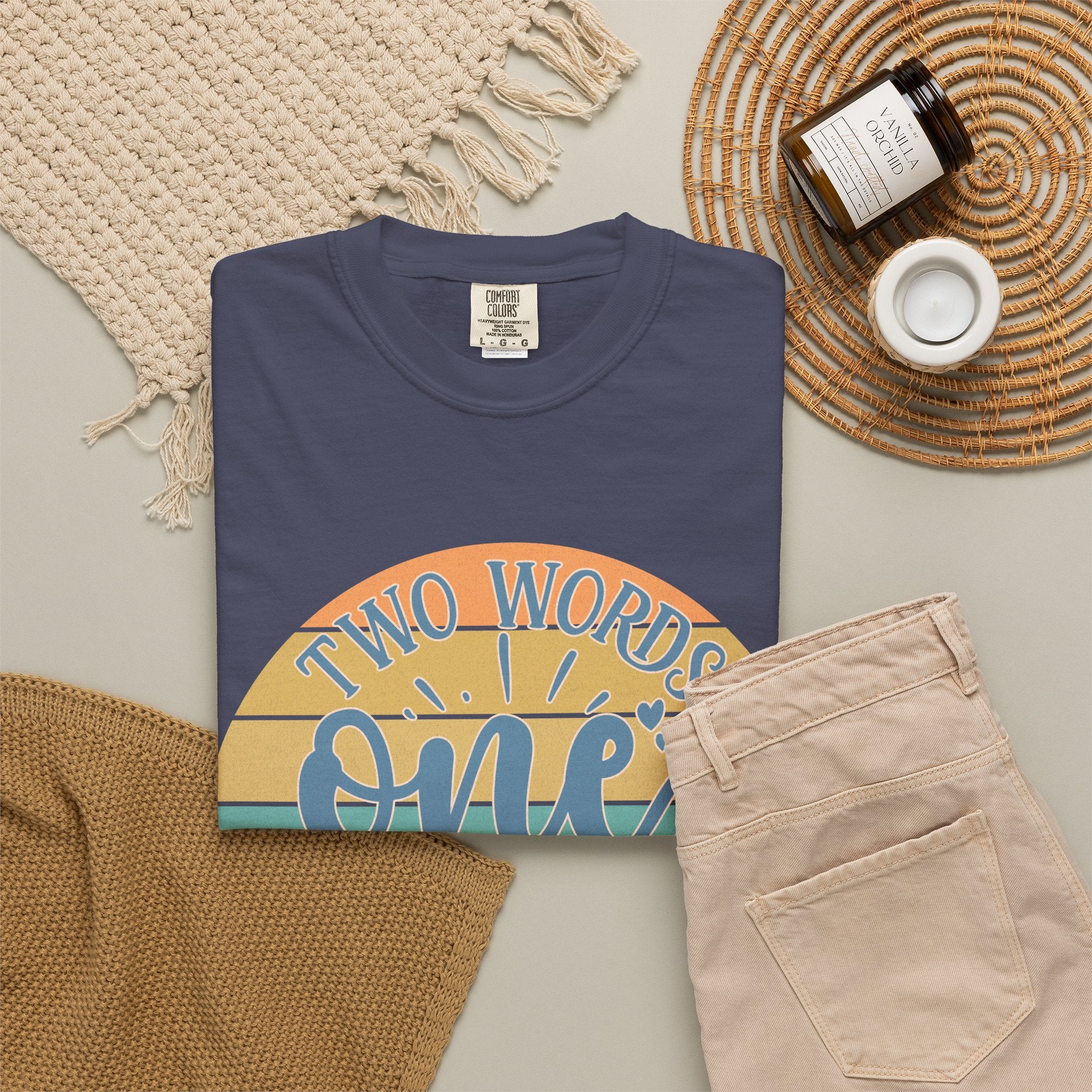 Retro 'Two Words One Finger' Graphic T-Shirt