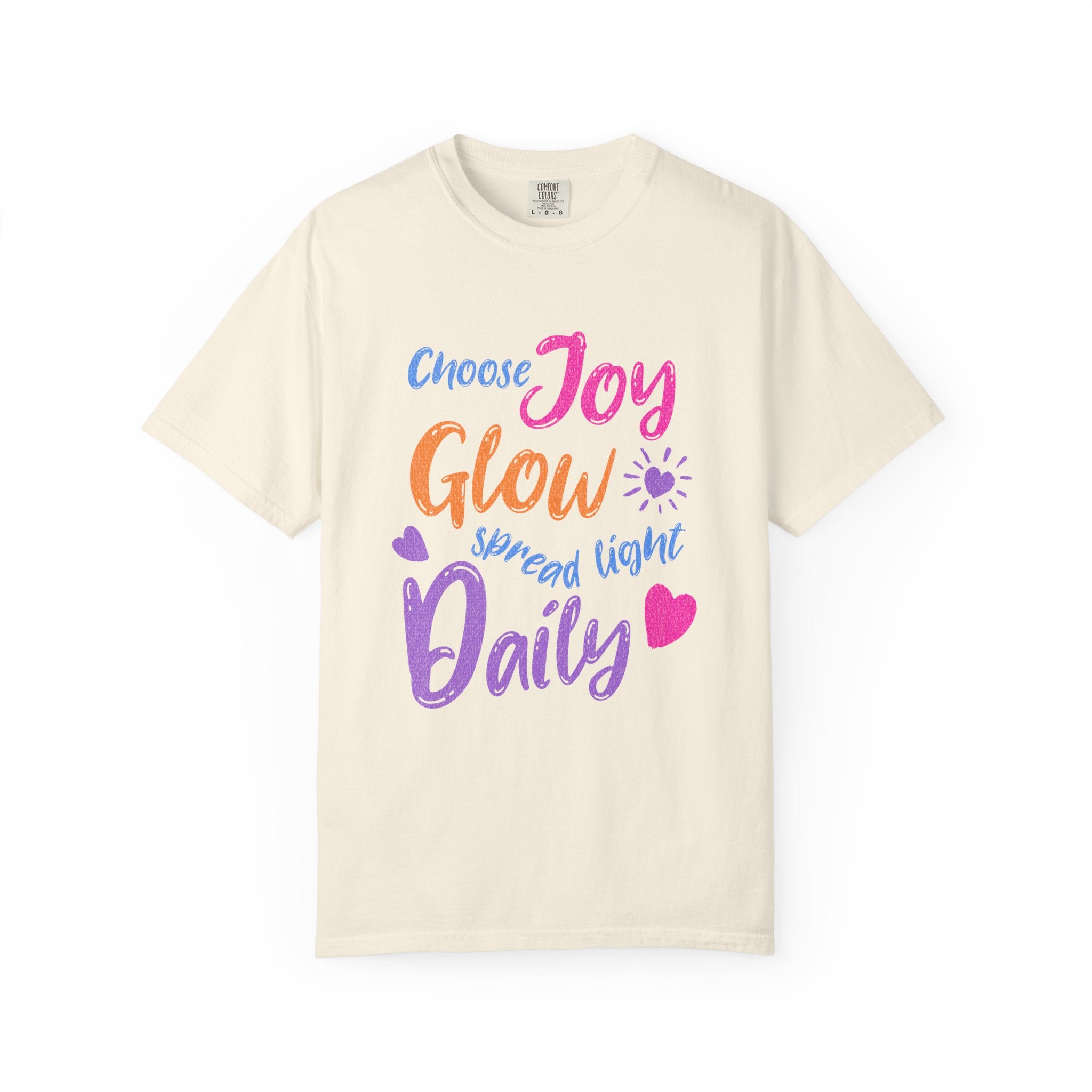 Textured Choose Joy Glow Spread Light Daily T-Shirt — Inspirational Positive Message Tee
