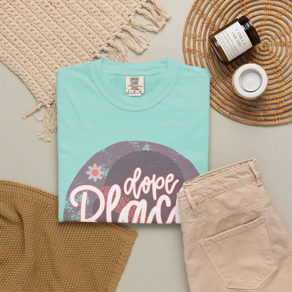 Dope Black Mom Textured T-Shirt — Floral Retro Circle Graphic for Proud Moms