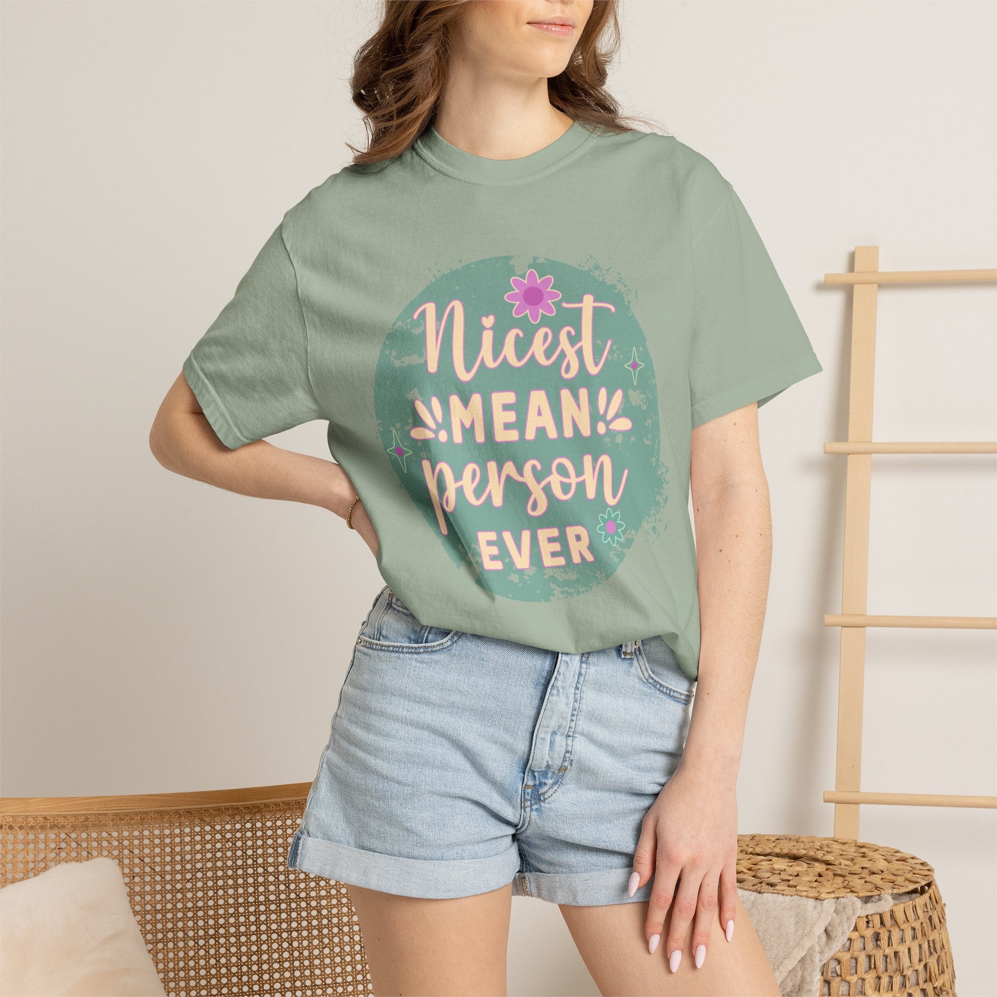 Textured Nicest Mean Person Ever T-Shirt