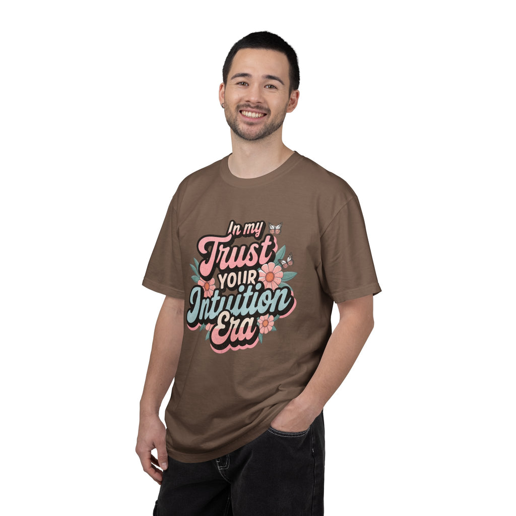 Trust Your Intuition Era T-shirt | Textured Floral Script Typography, Positive Message