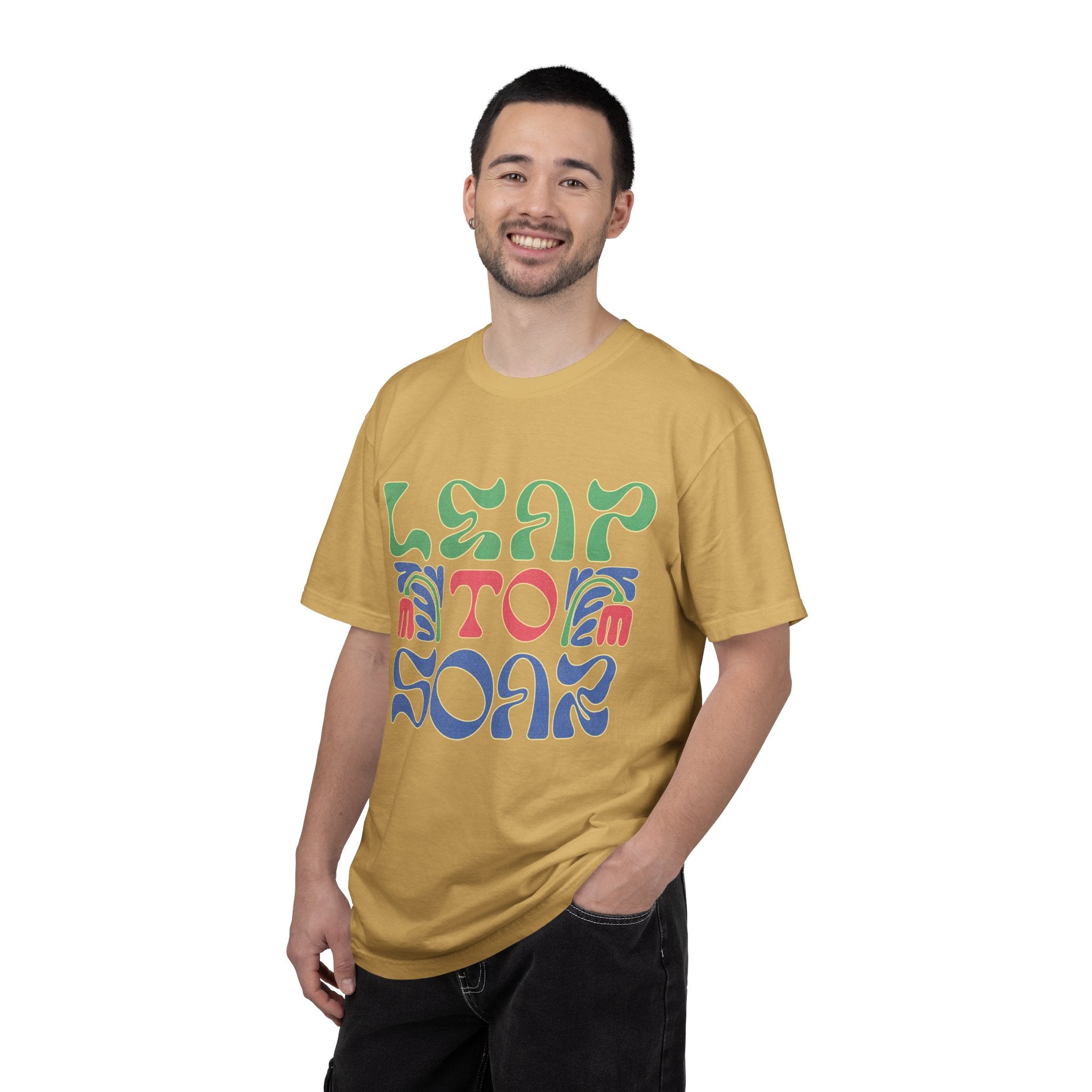 Leap To Soar T-shirt |Textured Retro Psychedelic Typography