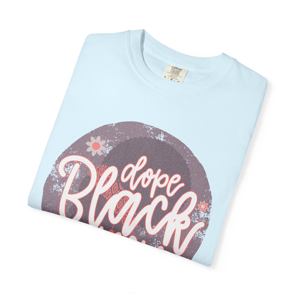 Dope Black Mom Textured T-Shirt — Floral Retro Circle Graphic for Proud Moms