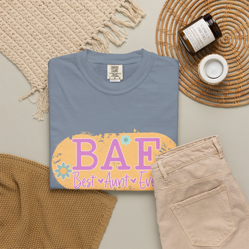 BAE Best Aunt Ever Textured T-Shirt — Floral Retro Graphic Tee for Cool Aunts