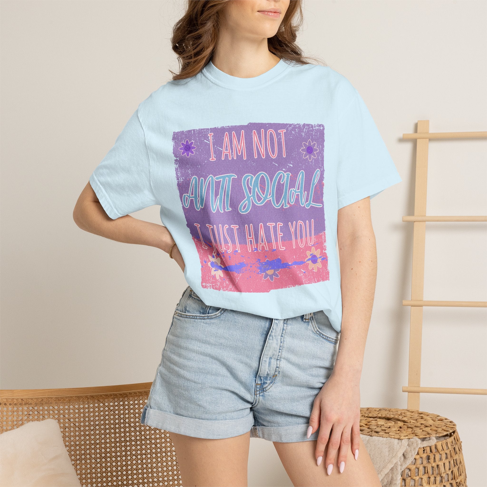 I Am Not Anti Social I Just Hate You Graphic Textured T-Shirt