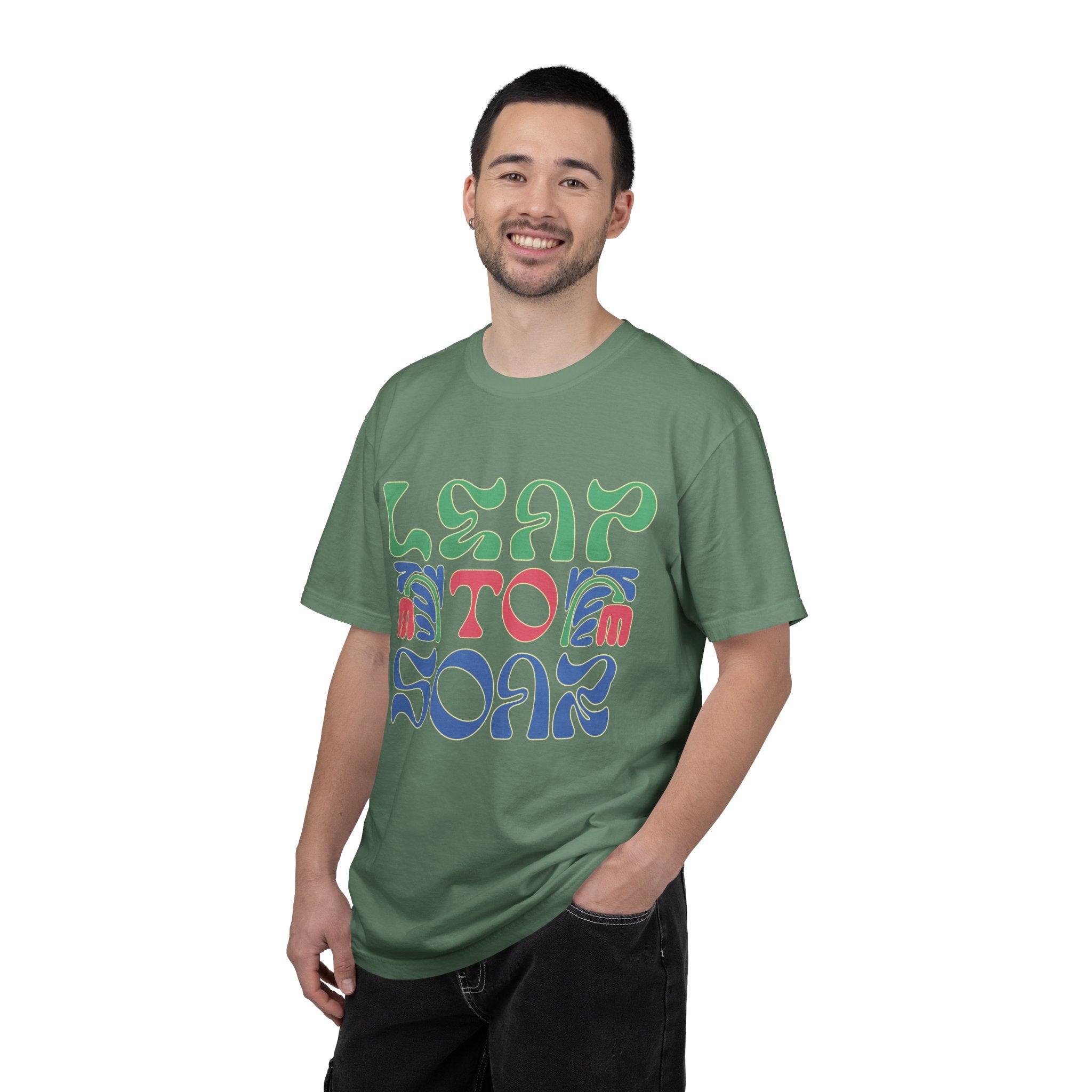 Leap To Soar T-shirt |Textured Retro Psychedelic Typography