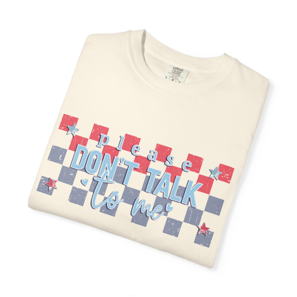 Textured Don’t Talk to Me Checkerboard T-Shirt — Retro USA Graphic Tee