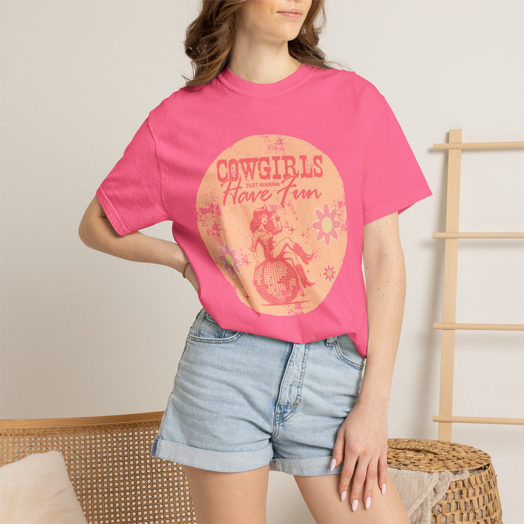 Cowgirls Just Wanna Have Fun Textured Retro Graphic T-Shirt