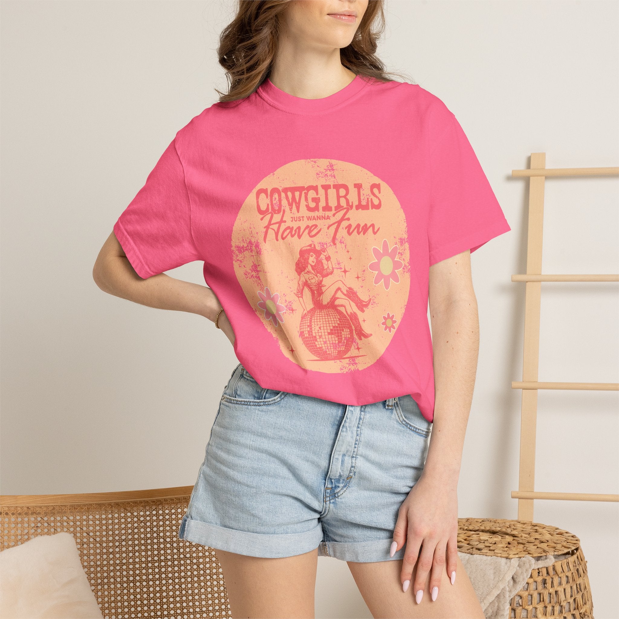 Cowgirls Just Wanna Have Fun Textured Retro Graphic T-Shirt