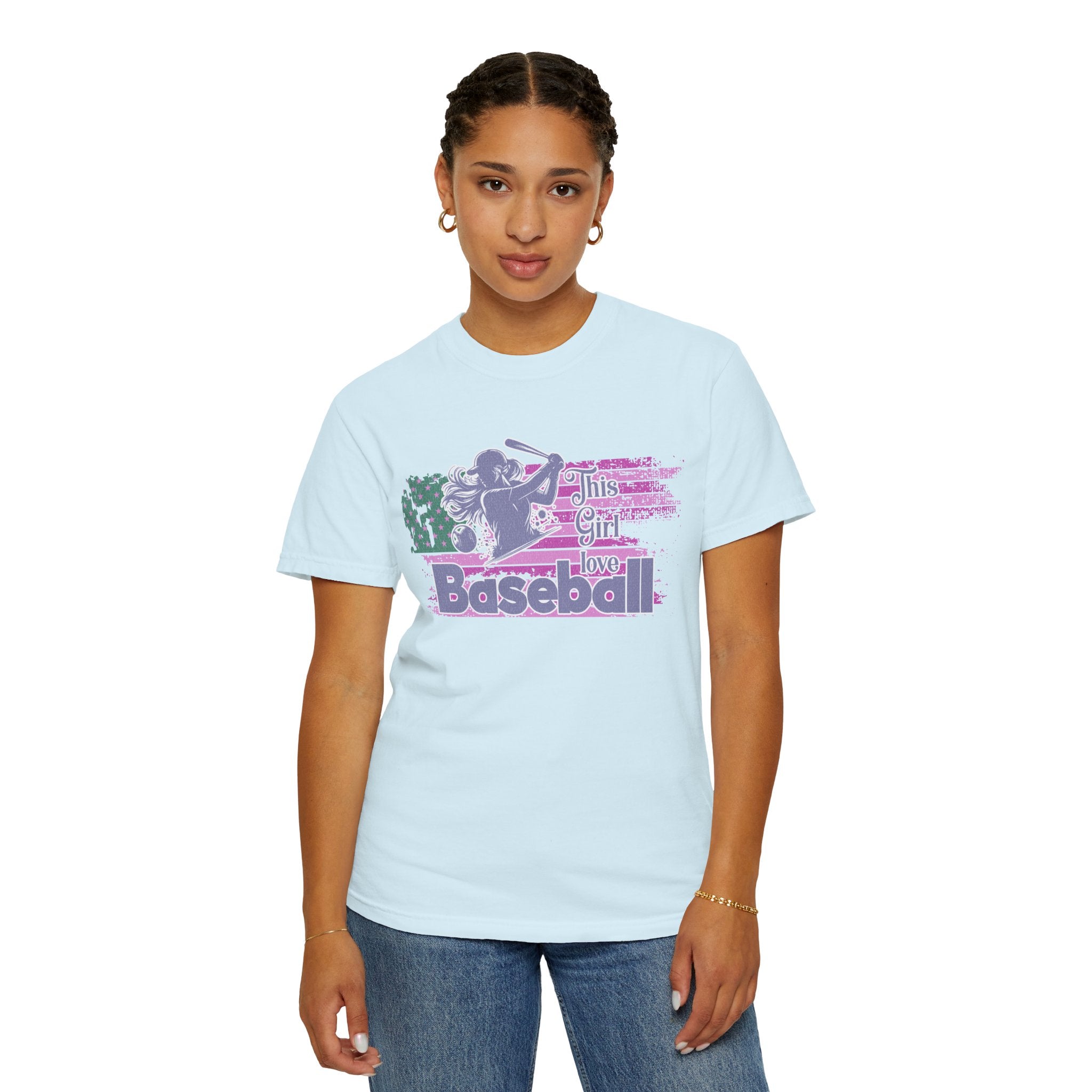 Girls Love Baseball Textured T-Shirt — Feminine Retro Baseball Tee