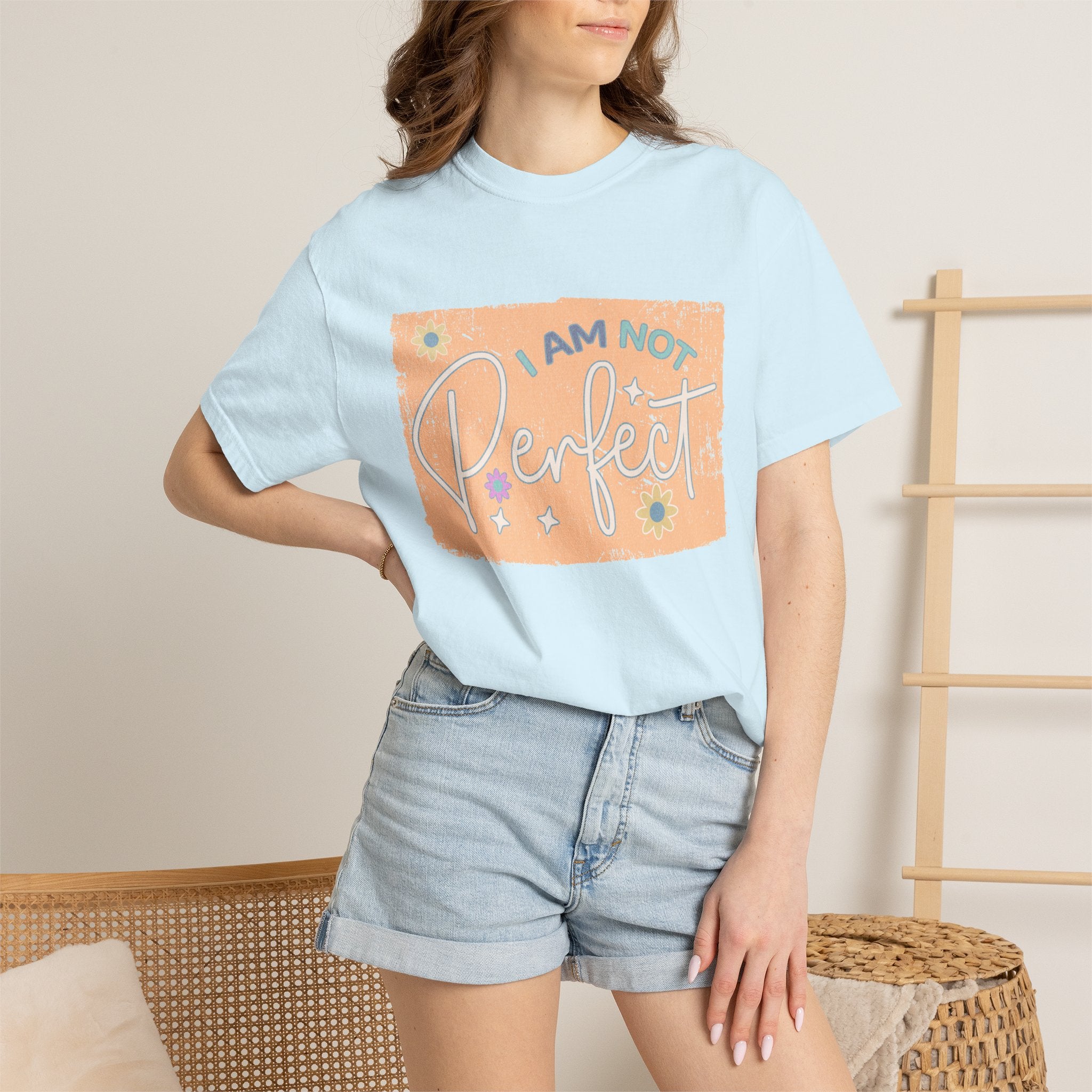 I Am Not Perfect Textured Retro Graphic T-Shirt — Positive Self-Love Tee