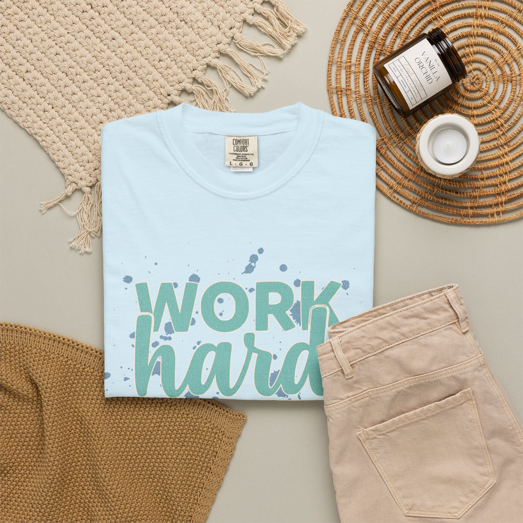 Work Hard Stay Strong Textured T-Shirt — Motivational Graphic Tee