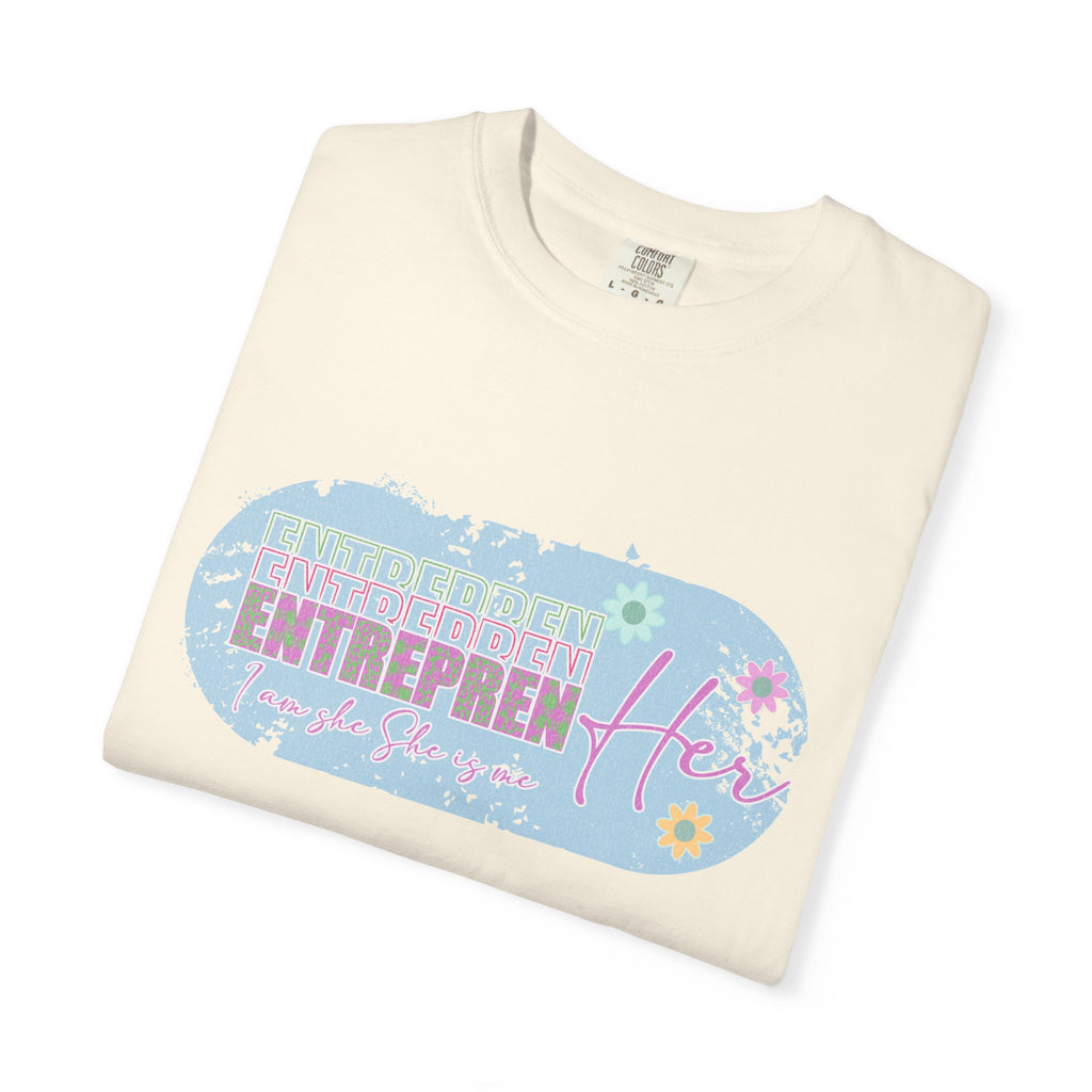 Entrepreneur Mom Floral Textured Tee — 'EntreprenHer' Graphic T-Shirt