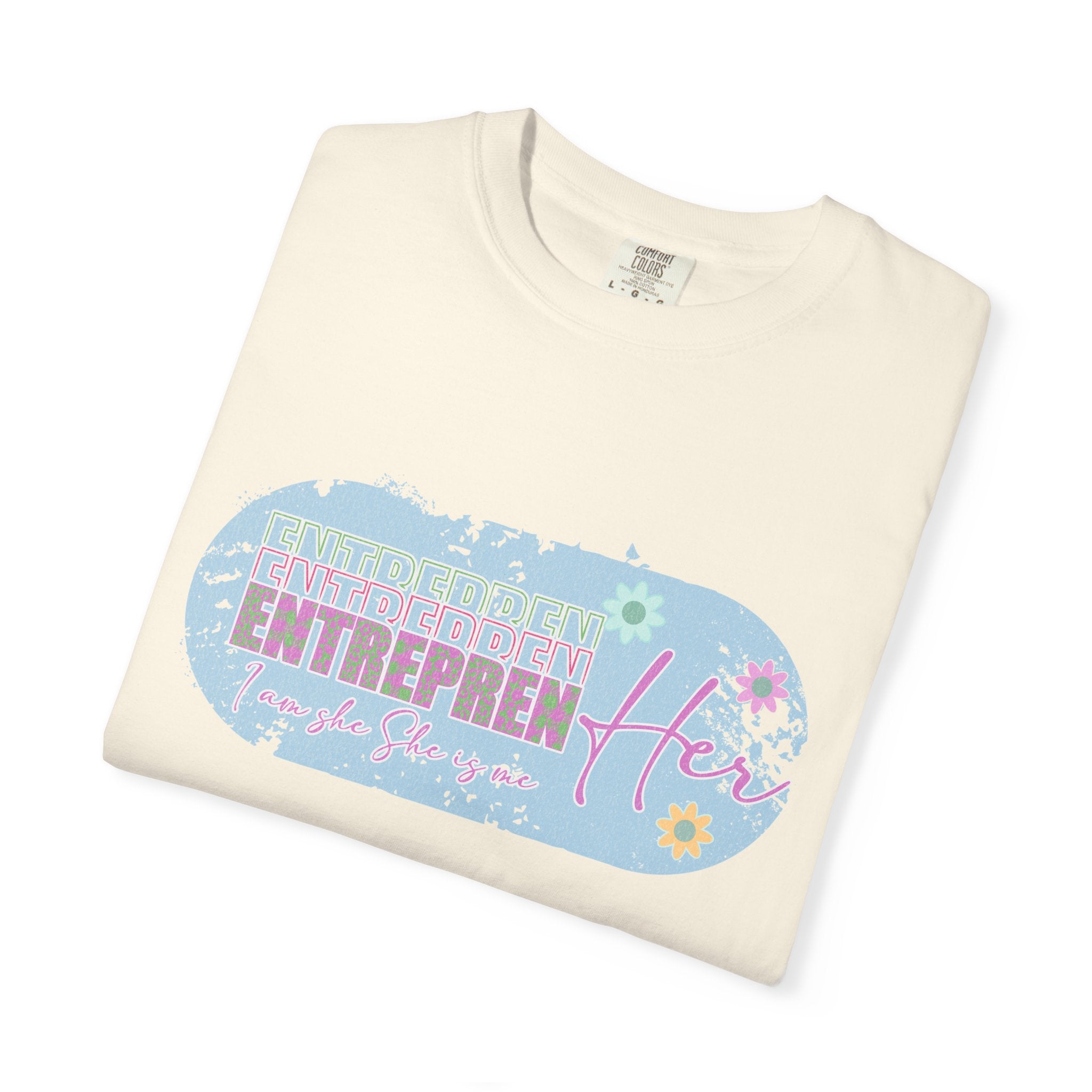 Entrepreneur Mom Floral Textured Tee — 'EntreprenHer' Graphic T-Shirt