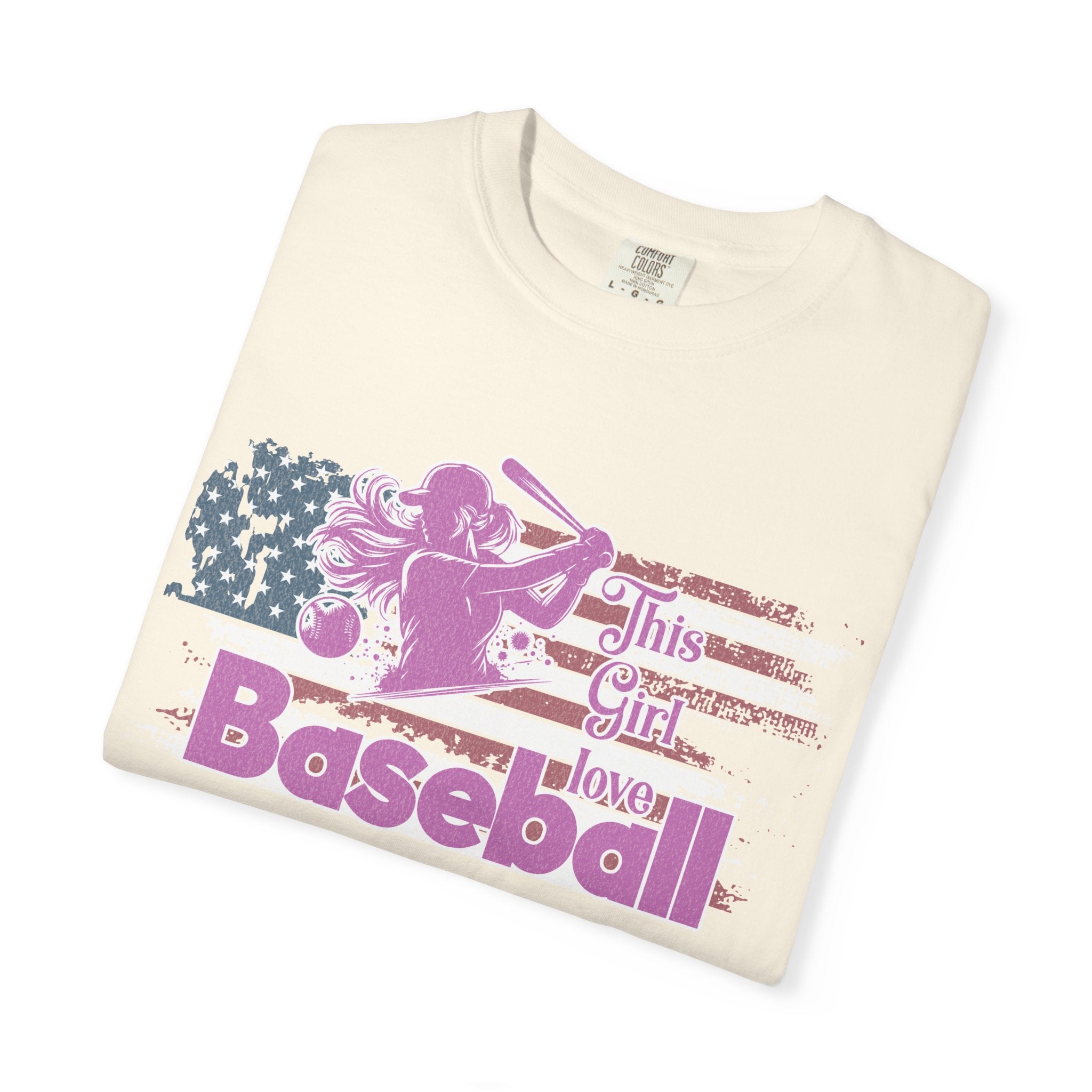 Texture This Girl Loves Baseball Shirt Vintage American Flag Pink Design