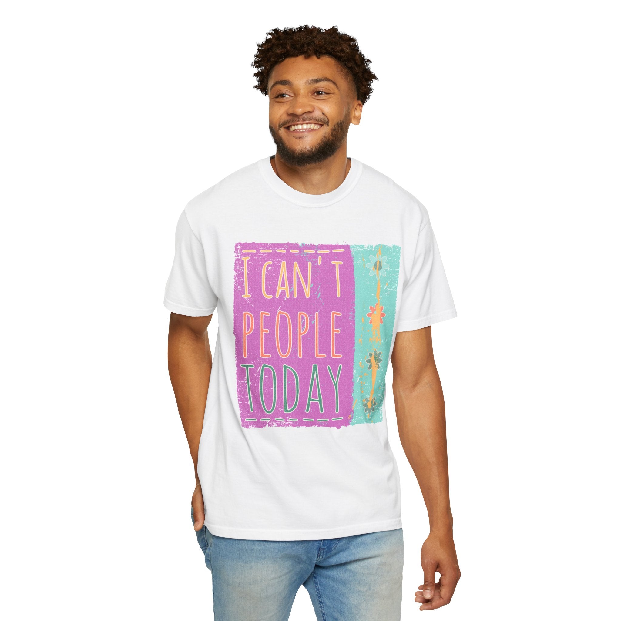 Textured I Can't People Today T-Shirt — Funny Introvert Graphic Tee
