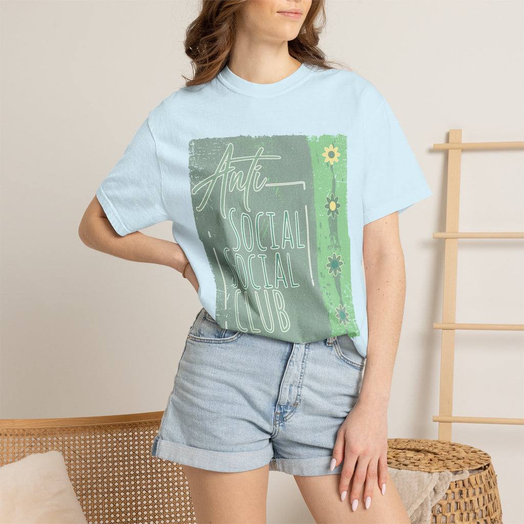 Textured Anti Social Social Club Floral Graphic T-Shirt