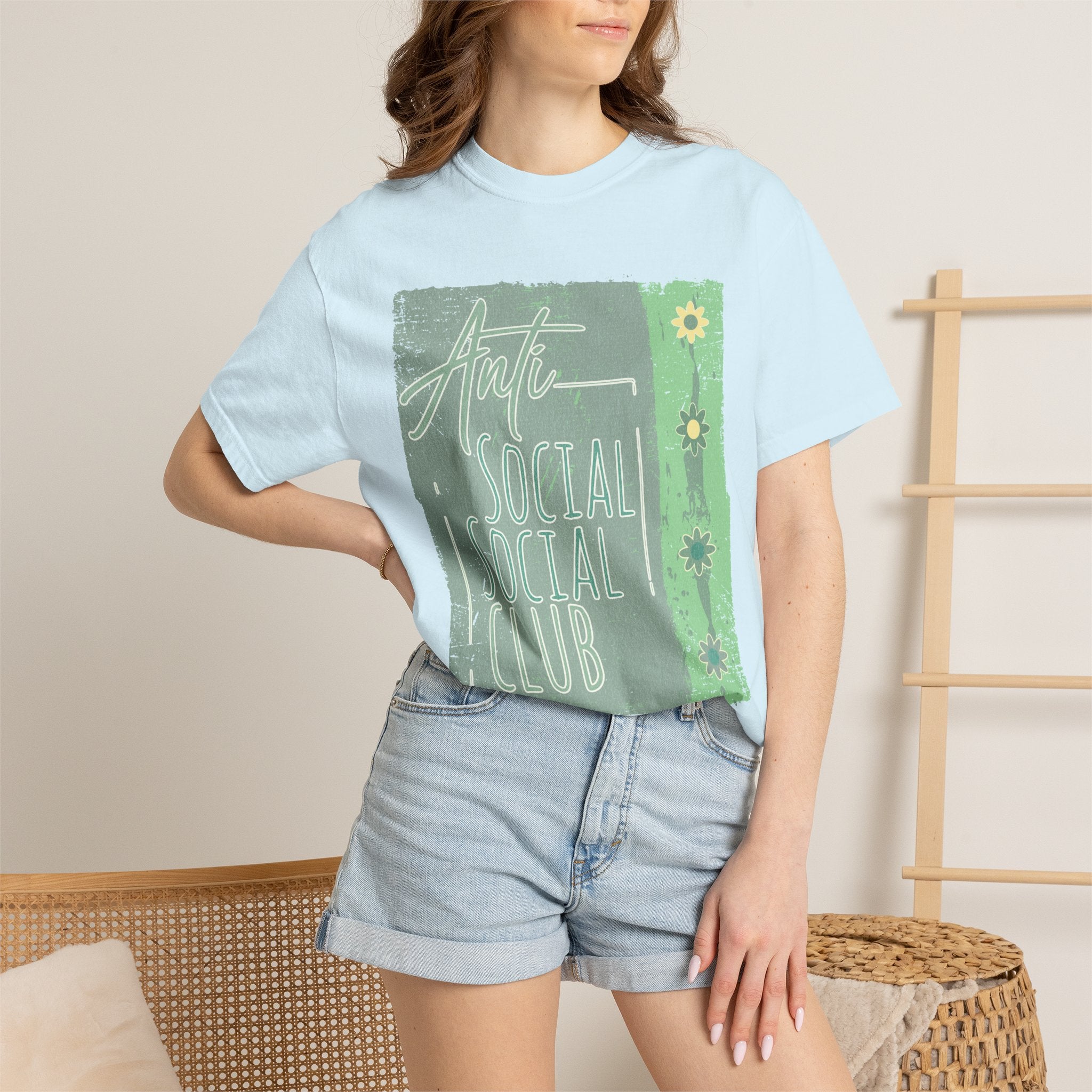 Textured Anti Social Social Club Floral Graphic T-Shirt