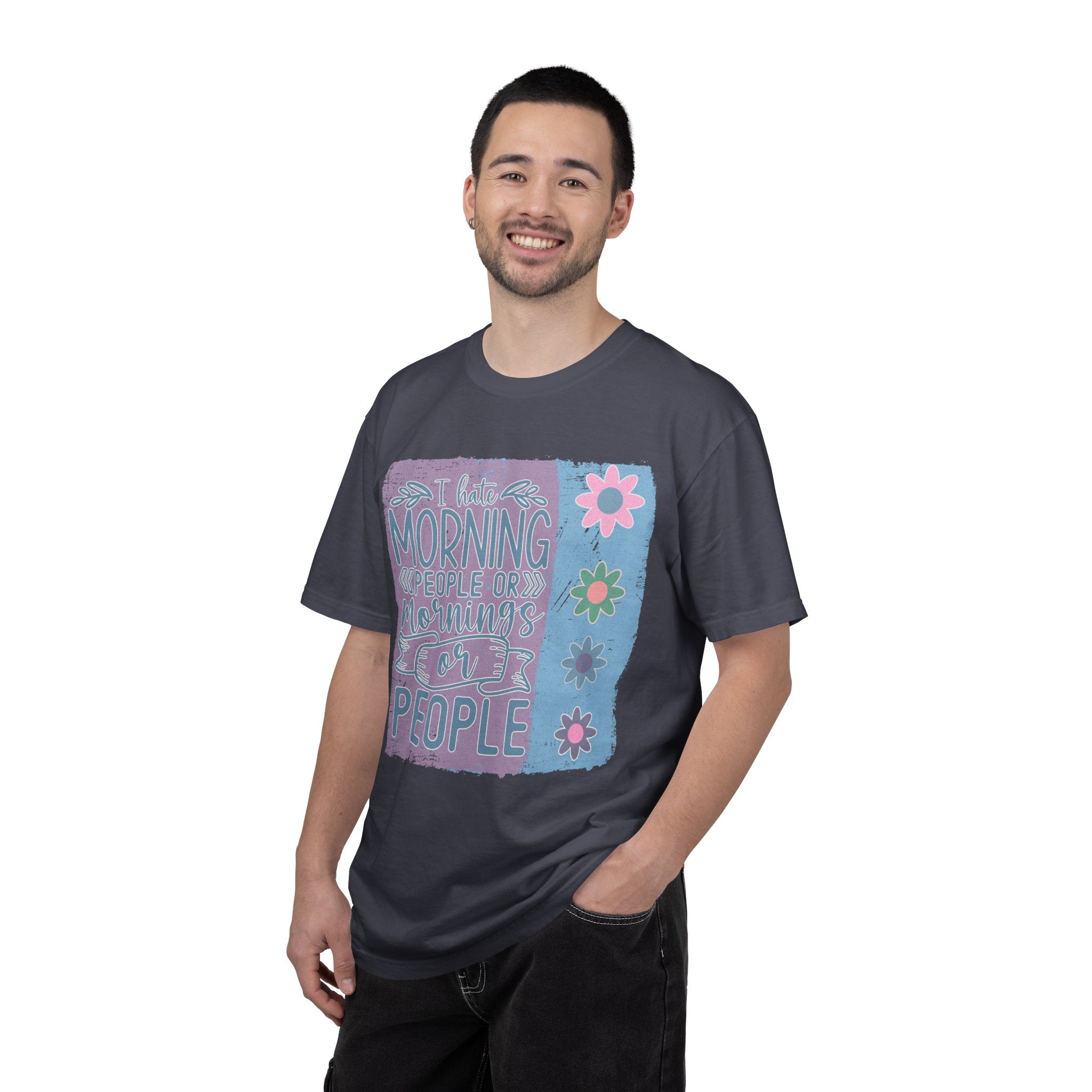 Textured Morning People or Not T-Shirt — Funny Floral Morning Person Graphic Tee