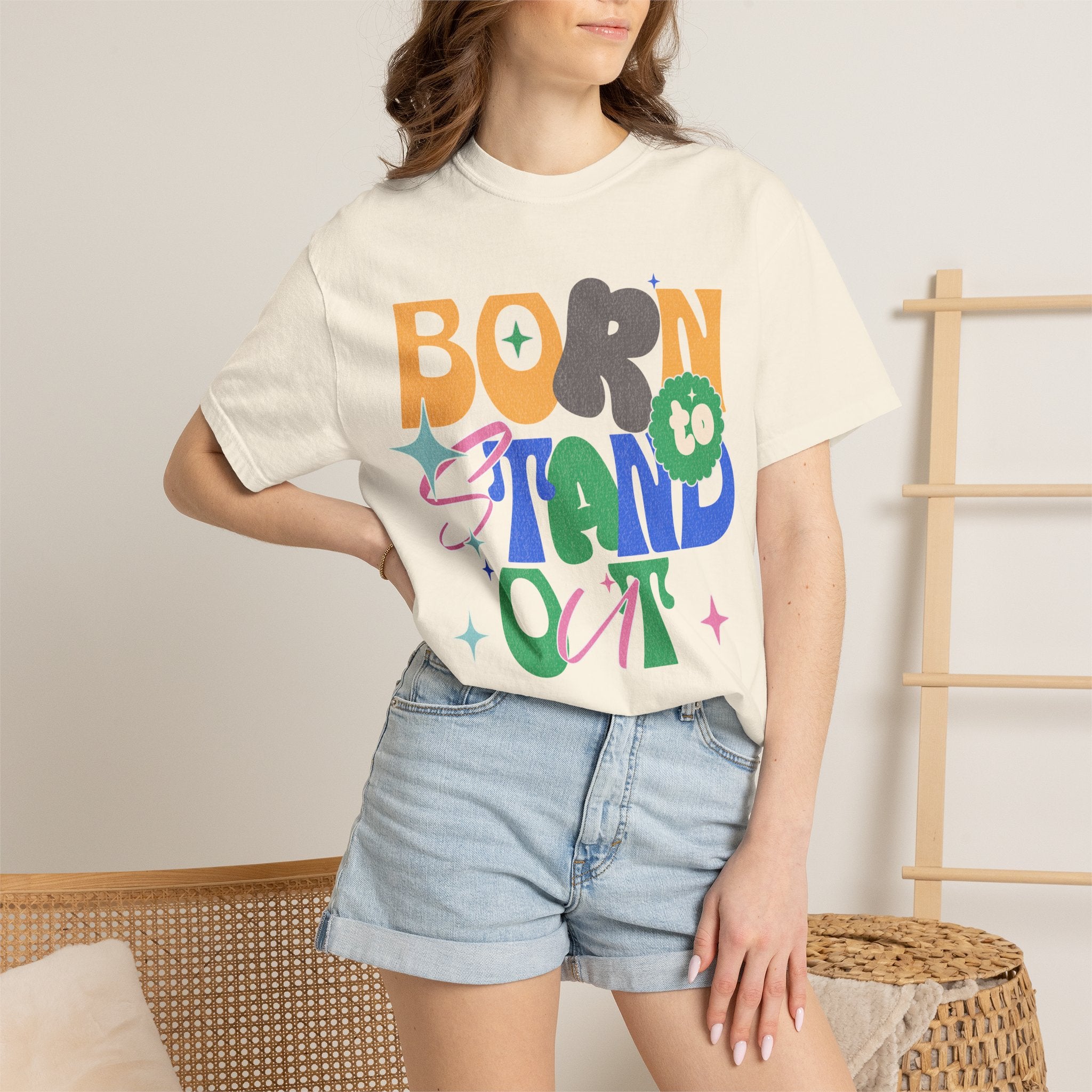 Born to Stand Out Graphic Textured T-Shirt