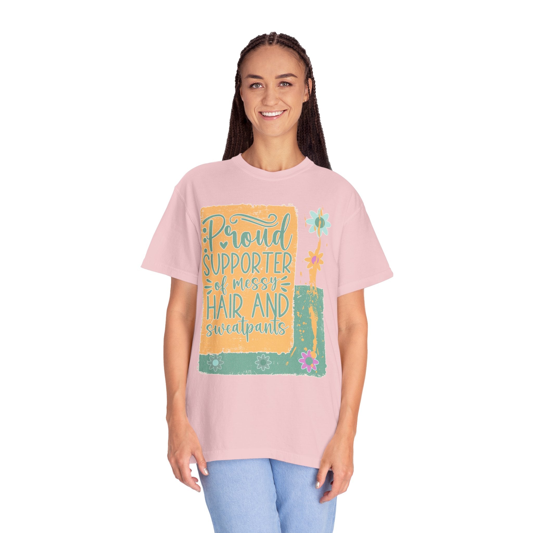 Proud Supporter of Messy Hair and Sweatpants Textured T-Shirt