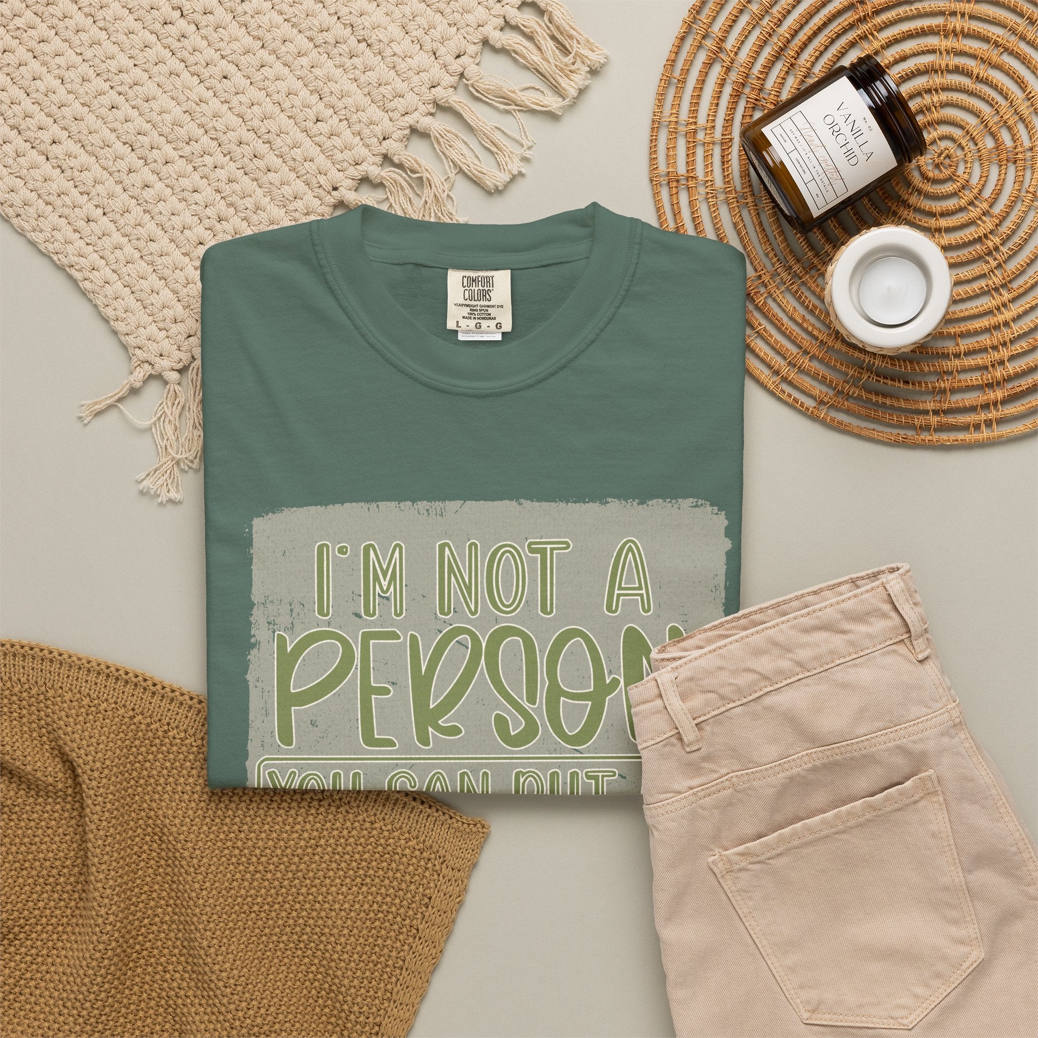 Textured Graphic T-Shirt — "I’m Not a Person You Can Put on Speaker Phone" Funny Quote Tee