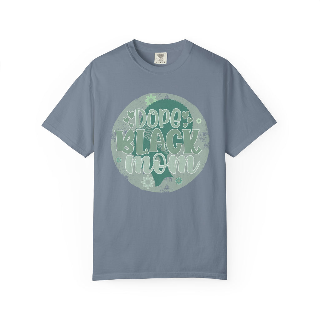 Dope Black Mom Textured T-Shirt — Retro Floral 'Dope Black Mom' Graphic Tee