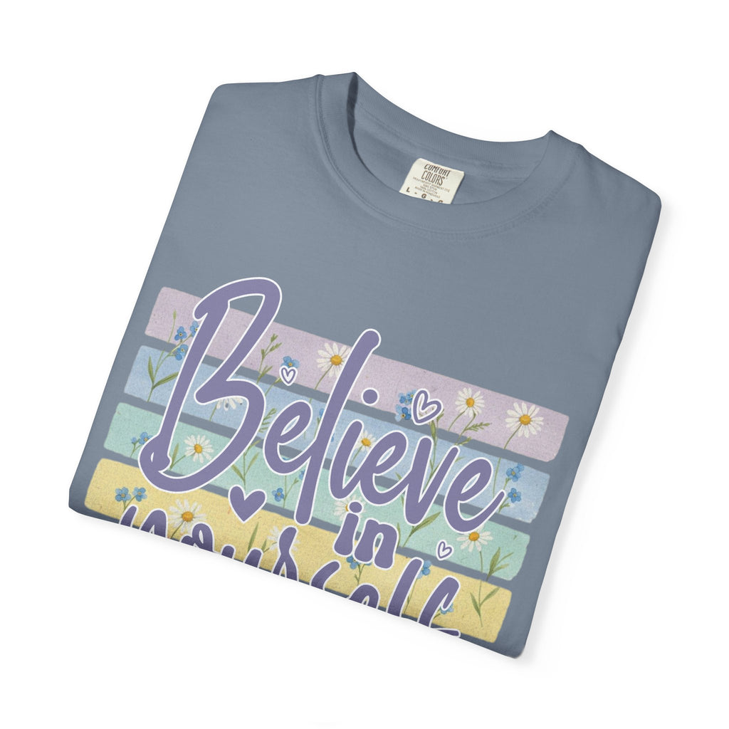 Textured Believe In Yourself T-Shirt — Inspirational Pastel Graphic Tee