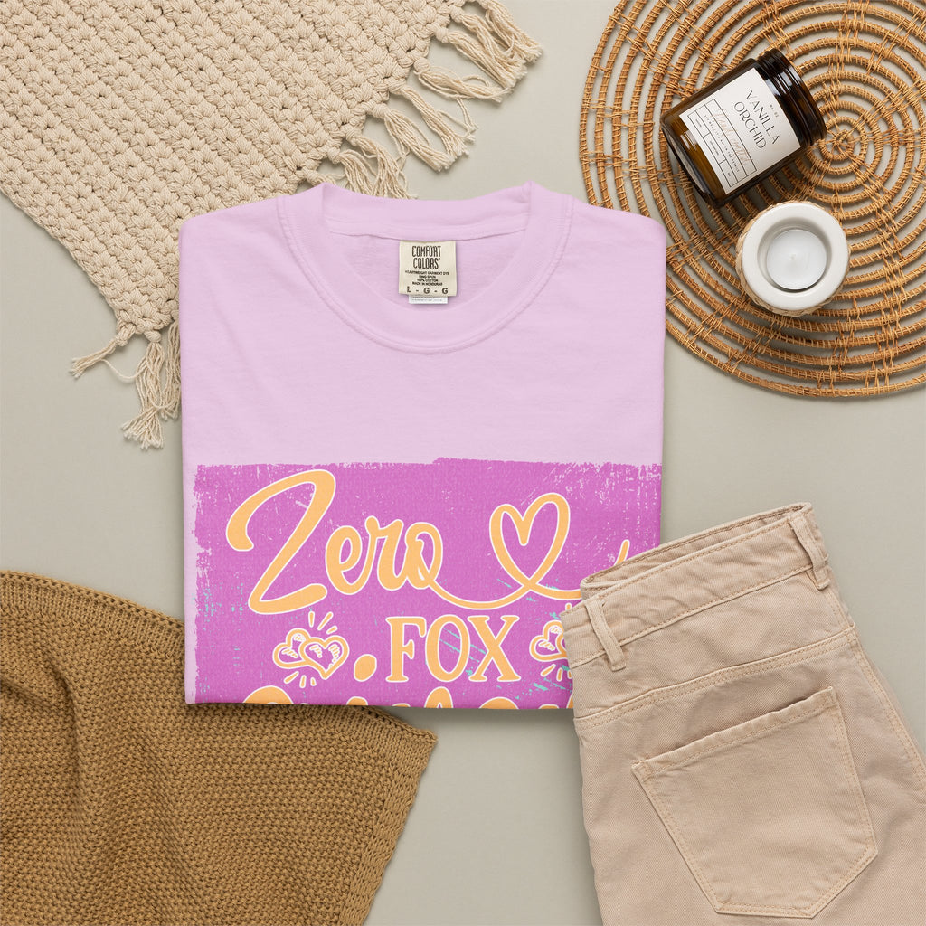 Textured T-Shirt — "Zero Fox Given" Retro Floral Graphic Tee