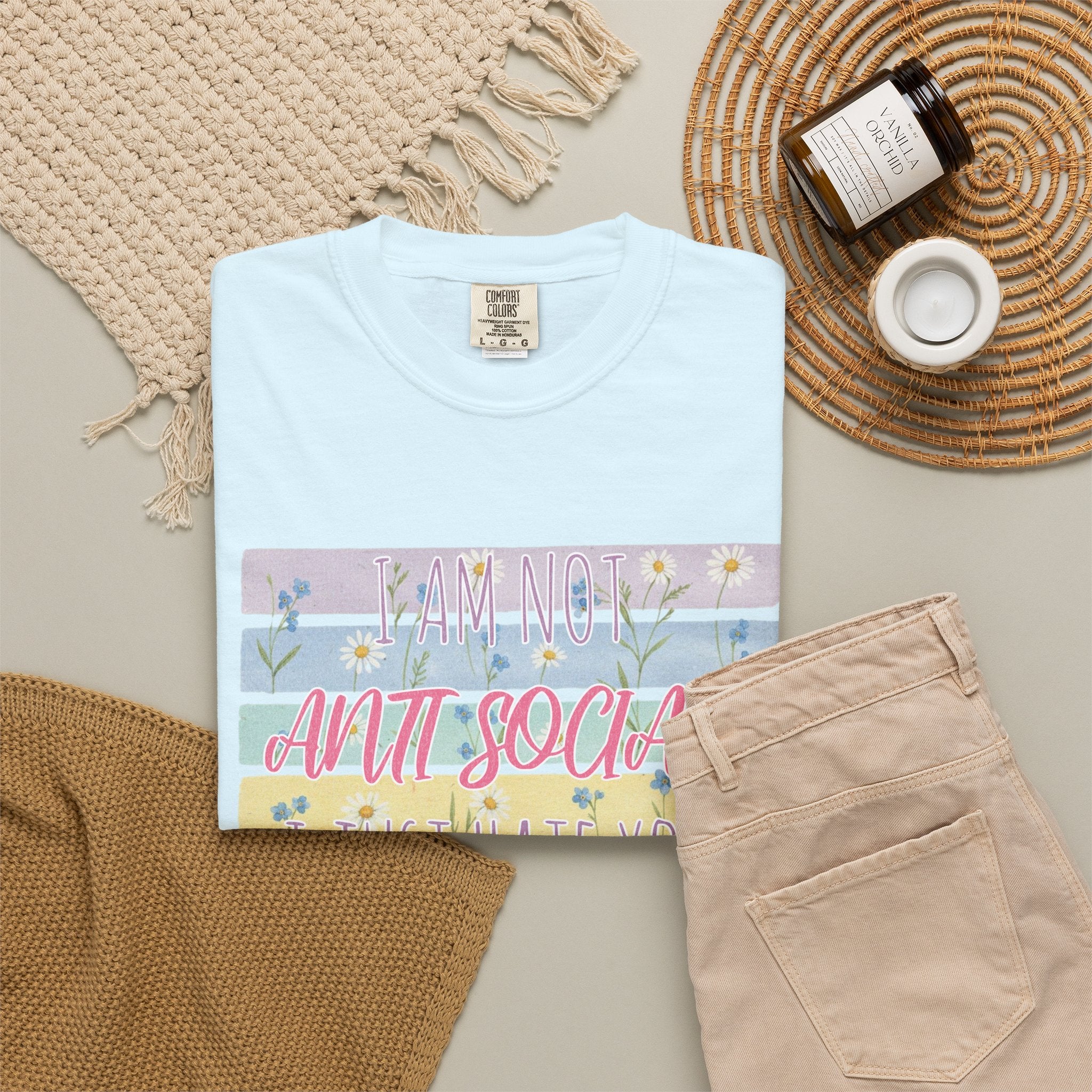 Anti Social Floral Striped Textured T-Shirt