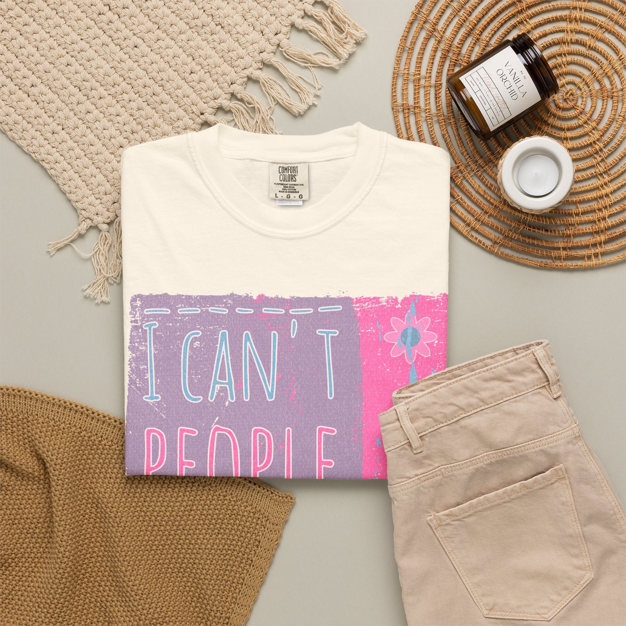 I Can't People Today Textured T-Shirt – Funny Introvert Graphic Tee