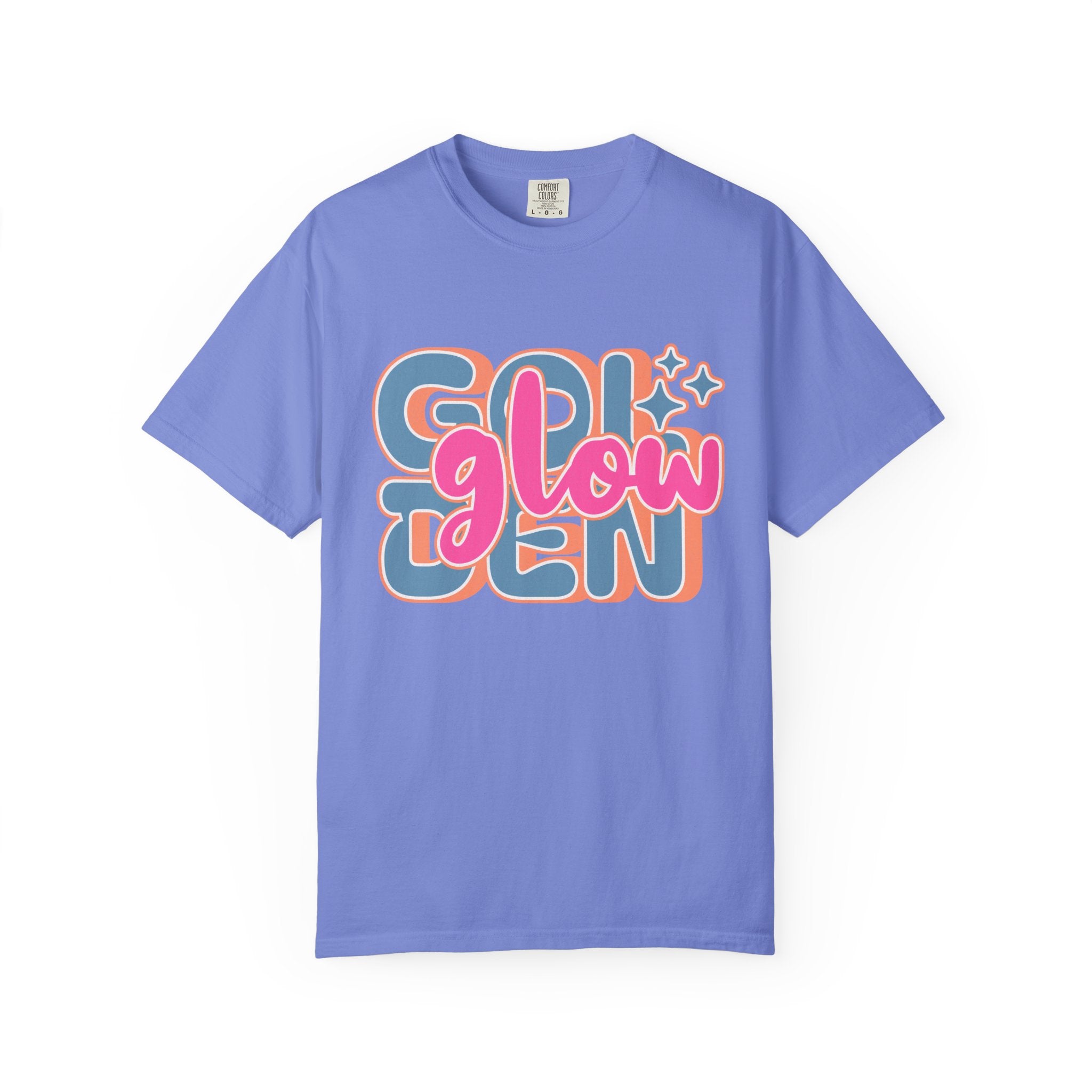 Golden Glow Retro Graphic Textured T-Shirt