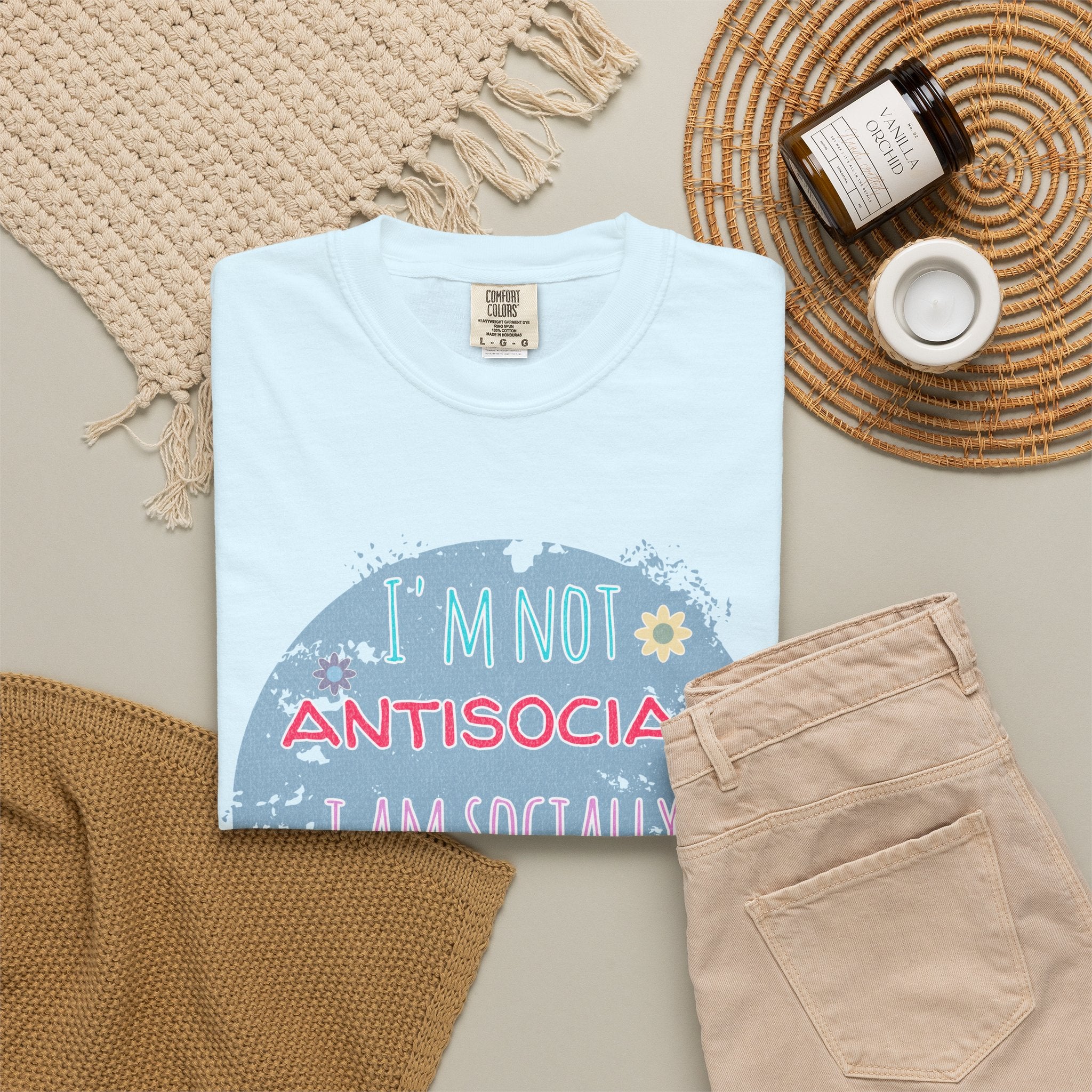 Textured T-Shirt — "I'm Not Antisocial, I Am Socially Selective" Graphic Tee