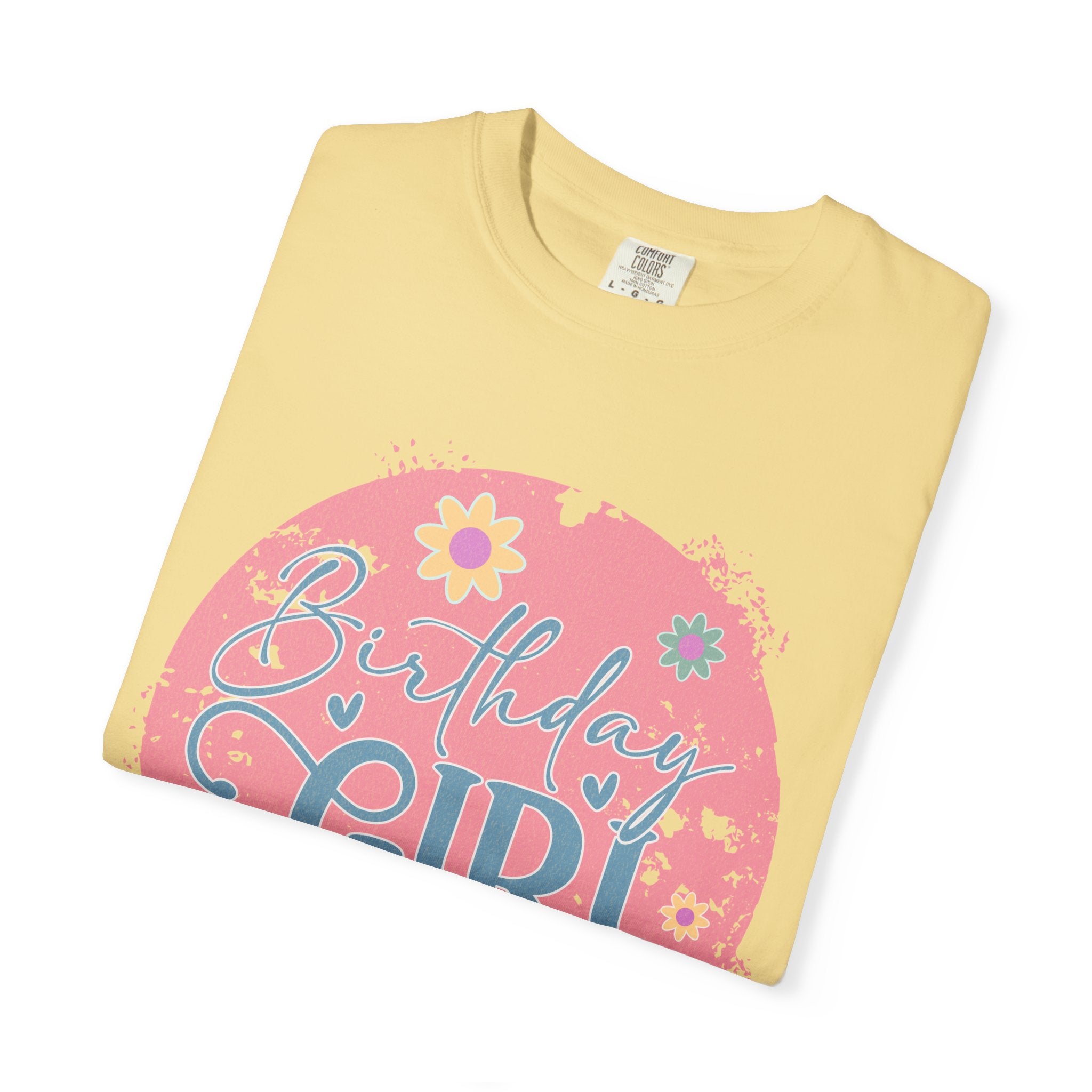 Birthday Girl Textured T-Shirt — Floral Pink Celebration Tee