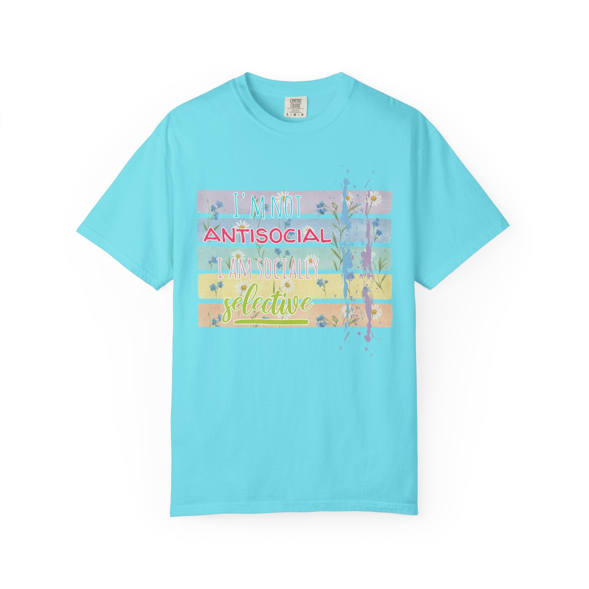 Antisocial Selective T-Shirt — Pastel Stripes Floral Graphic Tee