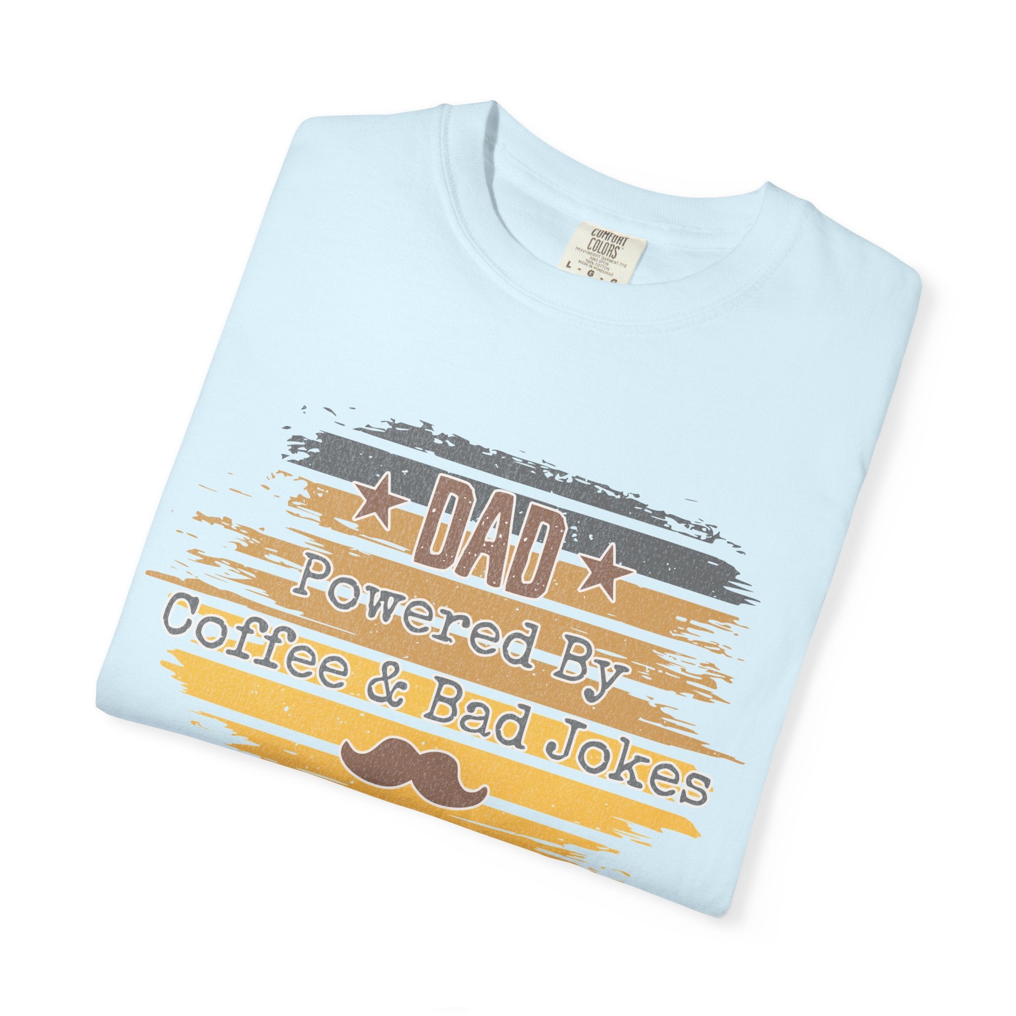 Dad Powered by Coffee & Bad Jokes Textured  T-Shirt