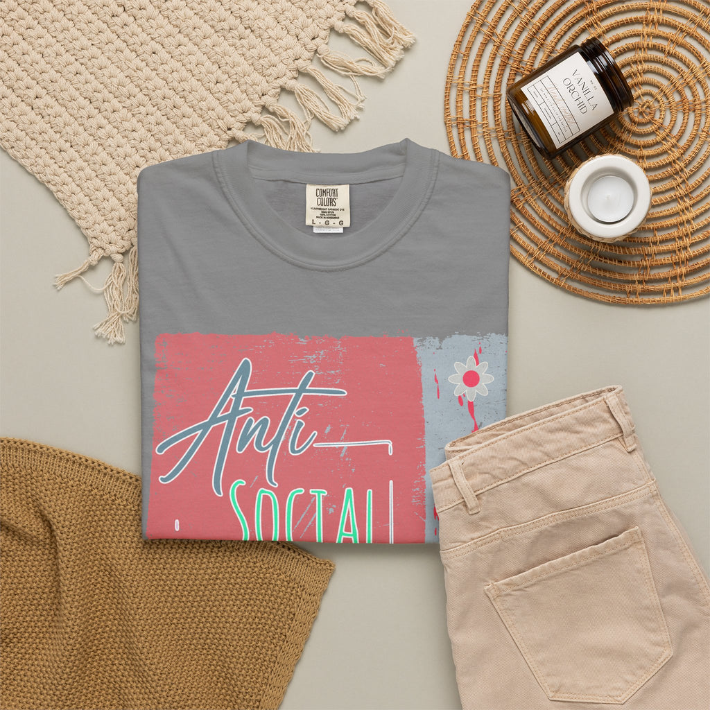 Textured Anti Social Social Club Graphic T-Shirt — Vintage Retro Block Print Tee