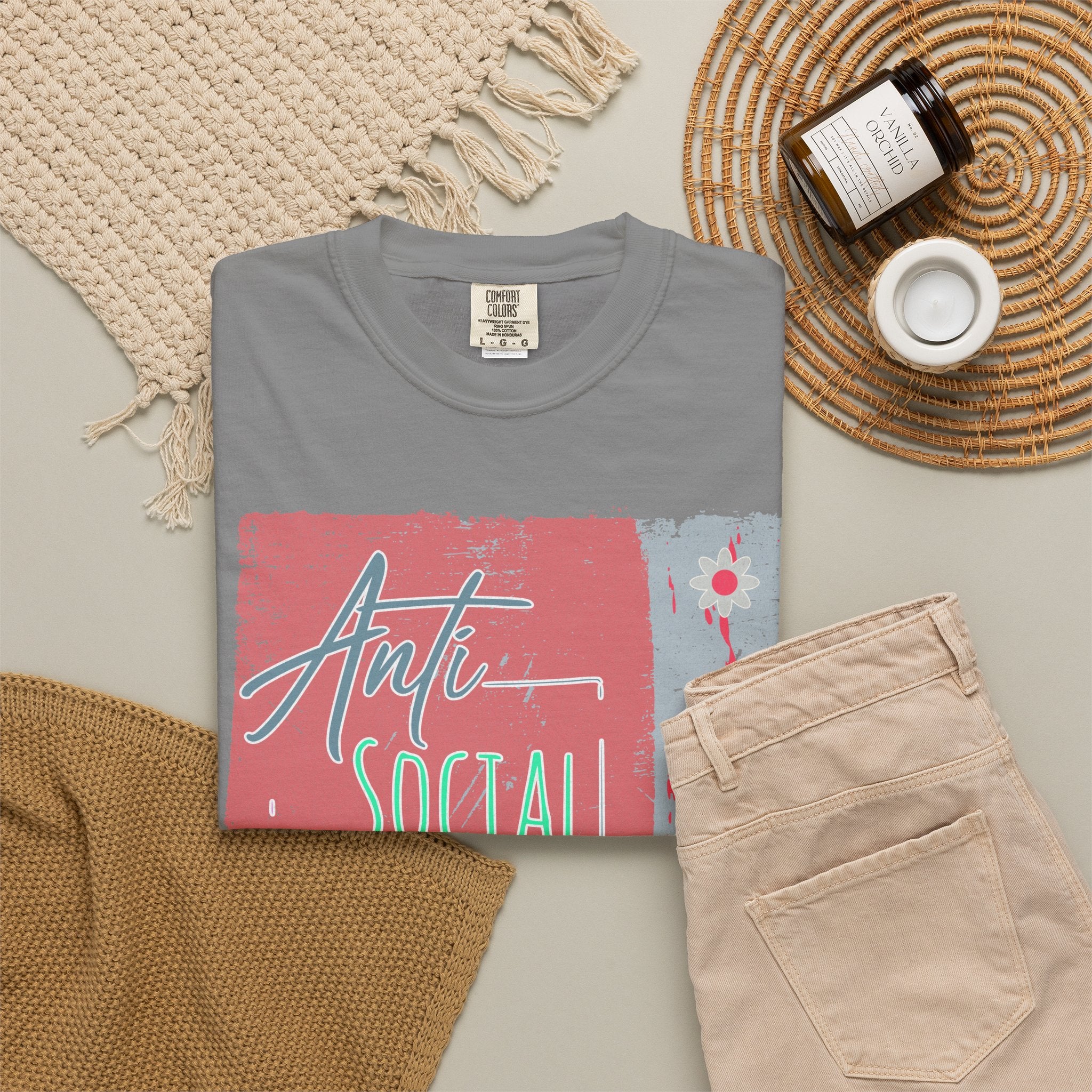 Textured Anti Social Social Club Graphic T-Shirt — Vintage Retro Block Print Tee