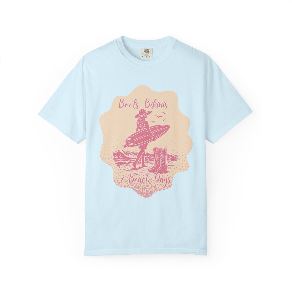Textured Surf Beach Vintage T-Shirt — 'Beach Bums & Good Vibes' Retro Surf Graphic