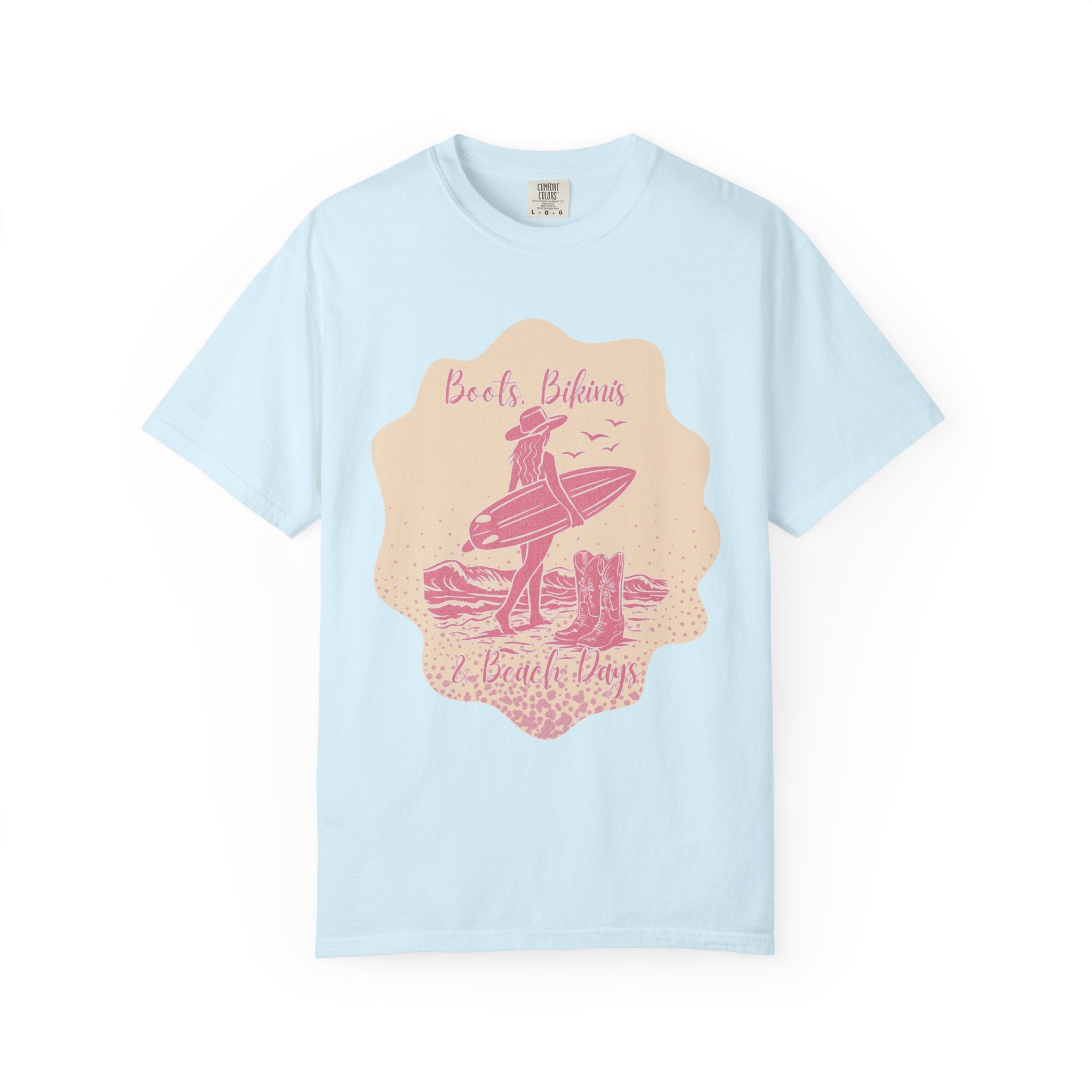 Textured Surf Beach Vintage T-Shirt — 'Beach Bums & Good Vibes' Retro Surf Graphic