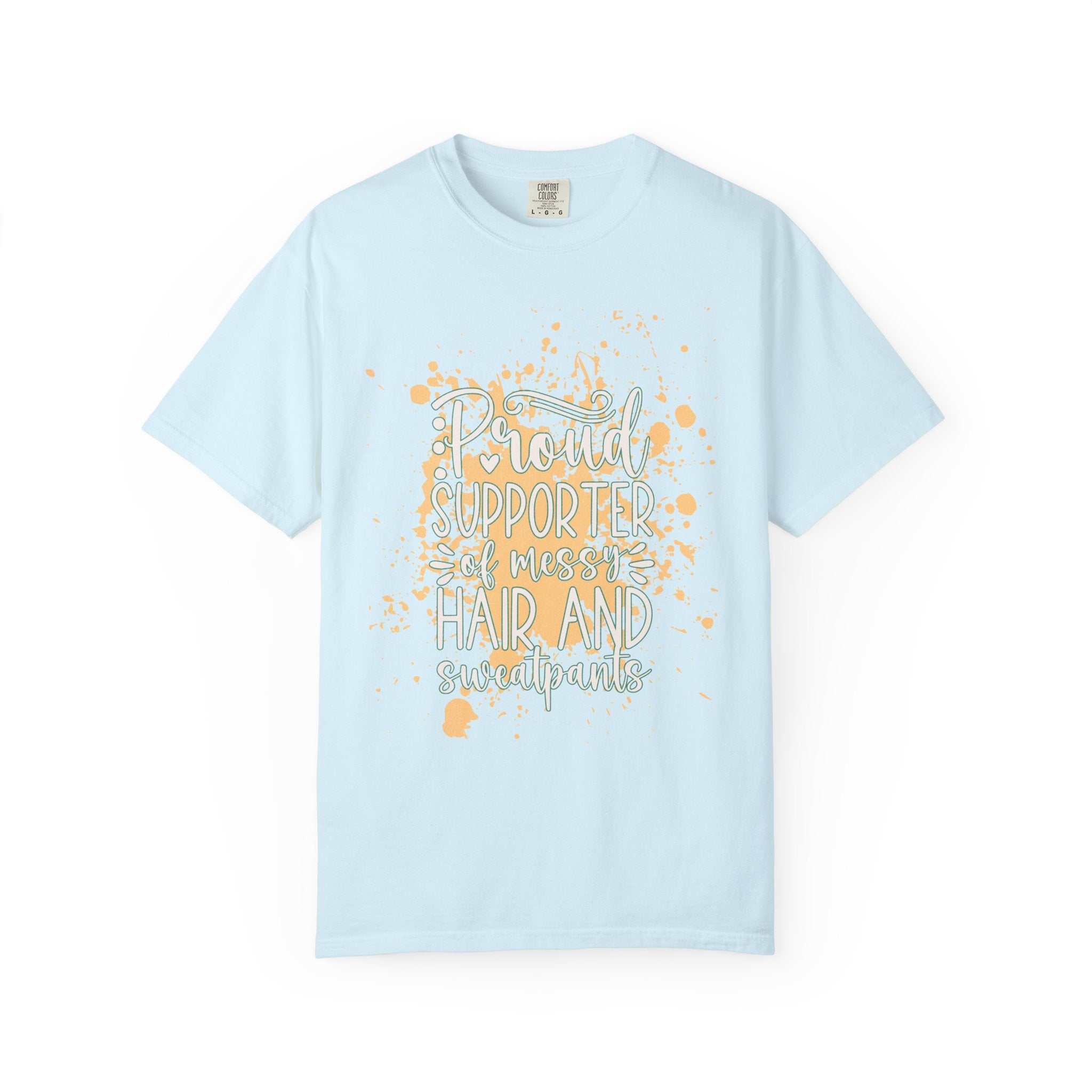 Textured Support My Messy Hair T-Shirt — Funny Mom/Parent Casual Tee